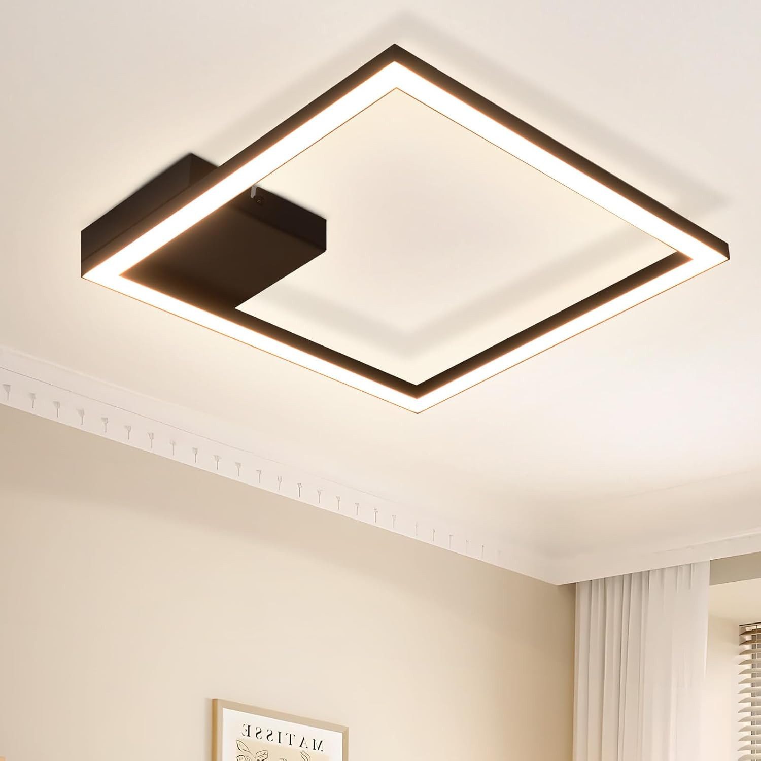 ZMH LED Deckenleuchte Wohnzimmer Schwarz/Weiß Quadratisch Flurlampe Modern günstig online kaufen