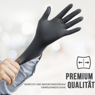 IEA Medical Nitril-Handschuhe, Nitrilhandschuhe Schwarz 100 Stk, Einweghandschuhe, Einmalhandschuhe (Box, Stück) Untersuchungshandschuhe, Latexfreie Handschuhe, reißfest