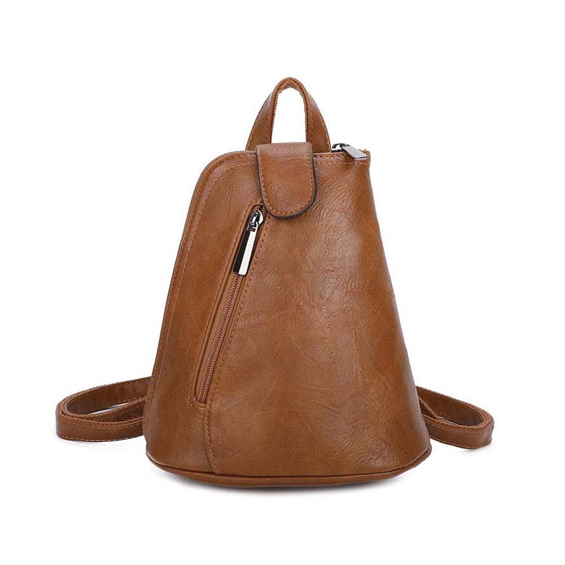 ITALYSHOP24 Rucksack Damen Tasche Schultertasche Crossover, kleiner Rucksack, Umhängetasche / Handtasche tragbar Cognac