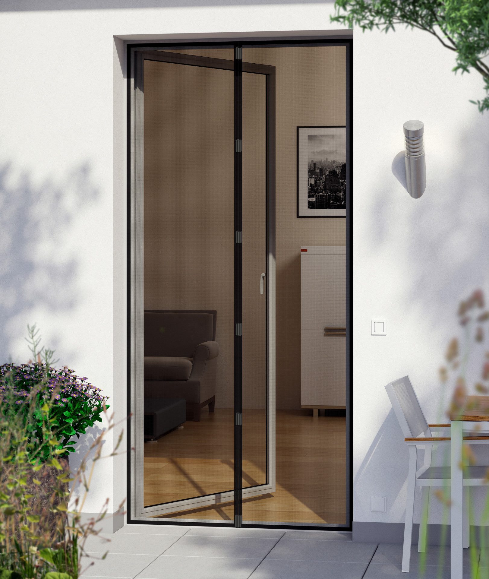 Windhager Insektenschutz-Vorhang RHINO IS, Türvorhang mit Magnetverschluss für Balkon- und Terrassetür, Fliegengitter-Vorhang Magnet, Gewebe 95 x 215 cm, anthrazit