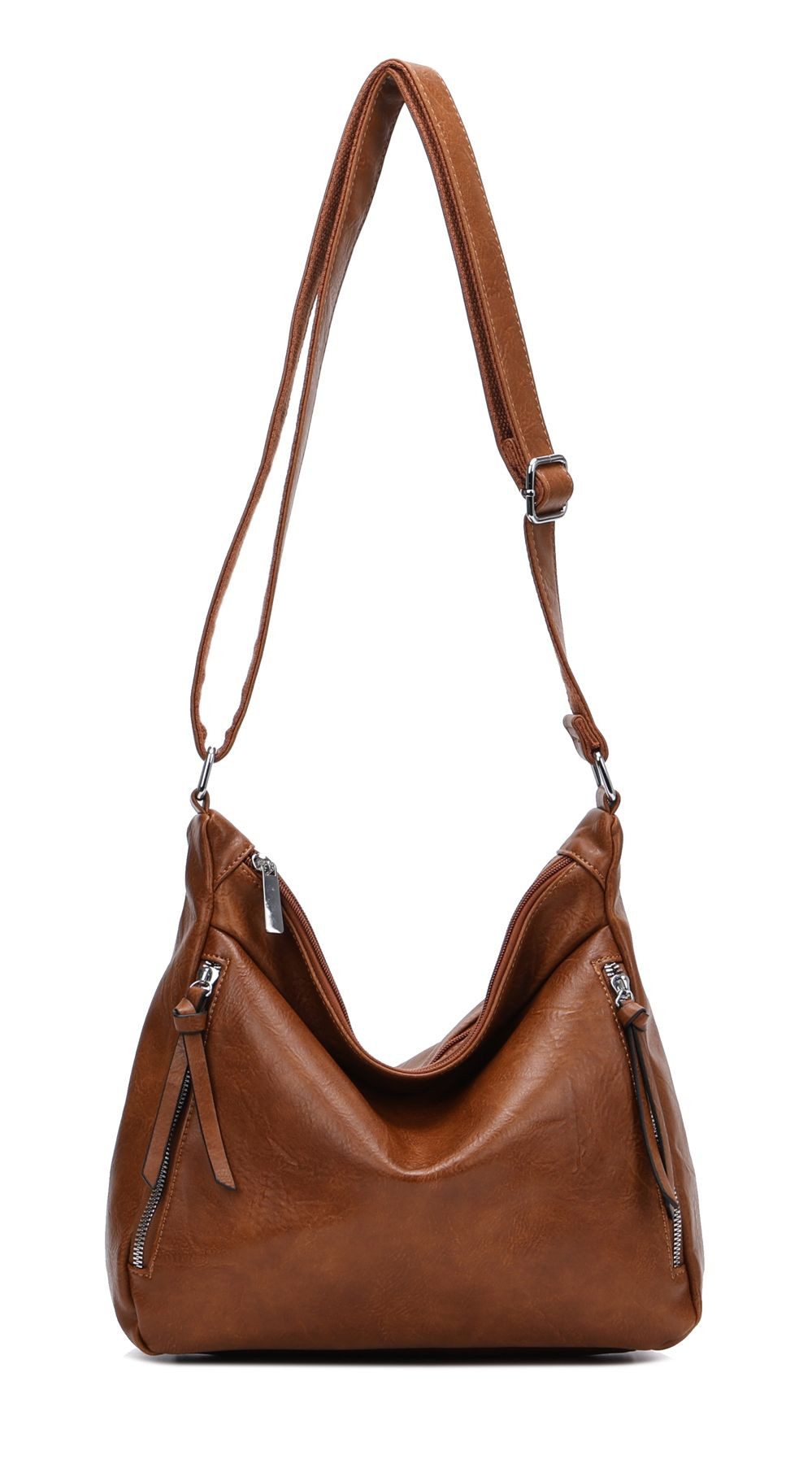 ITALYSHOP24 Schultertasche Damen Tasche Shopper Crossbody Handtasche Umhängetasche Beuteltasche, CrossOver Damentasche Hobo Bag Henkeltasche Reisetasche Leder Optik