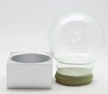 Snowglobe-for-you Schneekugel Schneekugel Bastelset Glas 100 mm breit silber eckig
