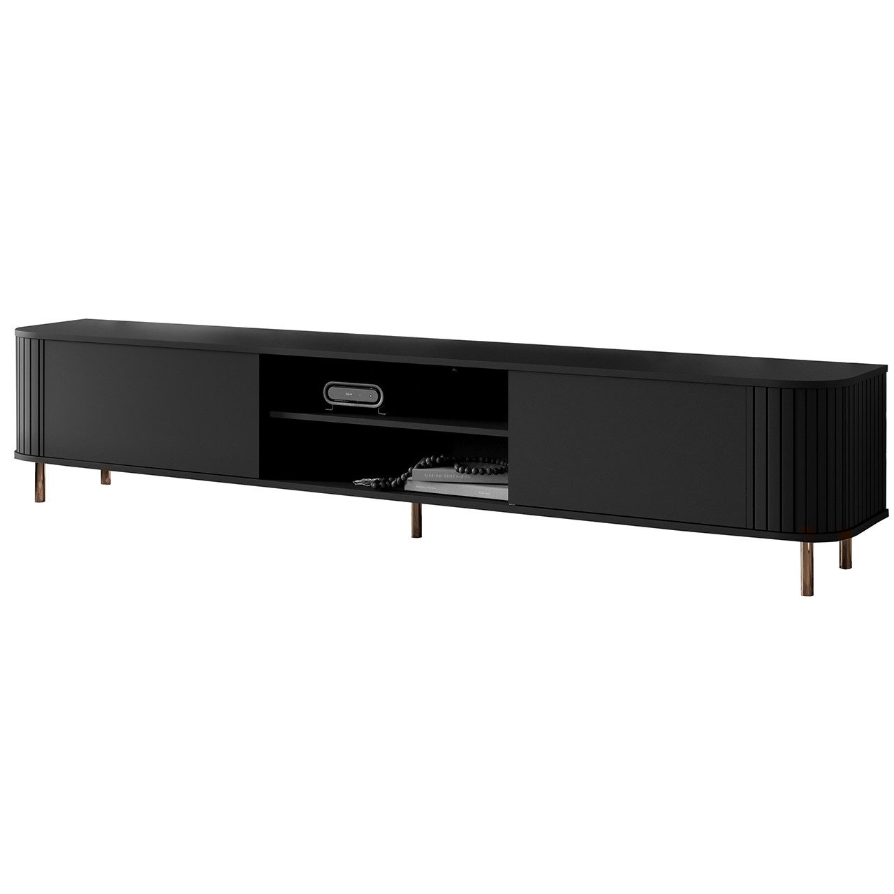 MOEBLINE Lowboard Kommode TV-Schrank 220 2K ZENA schwarz / golden