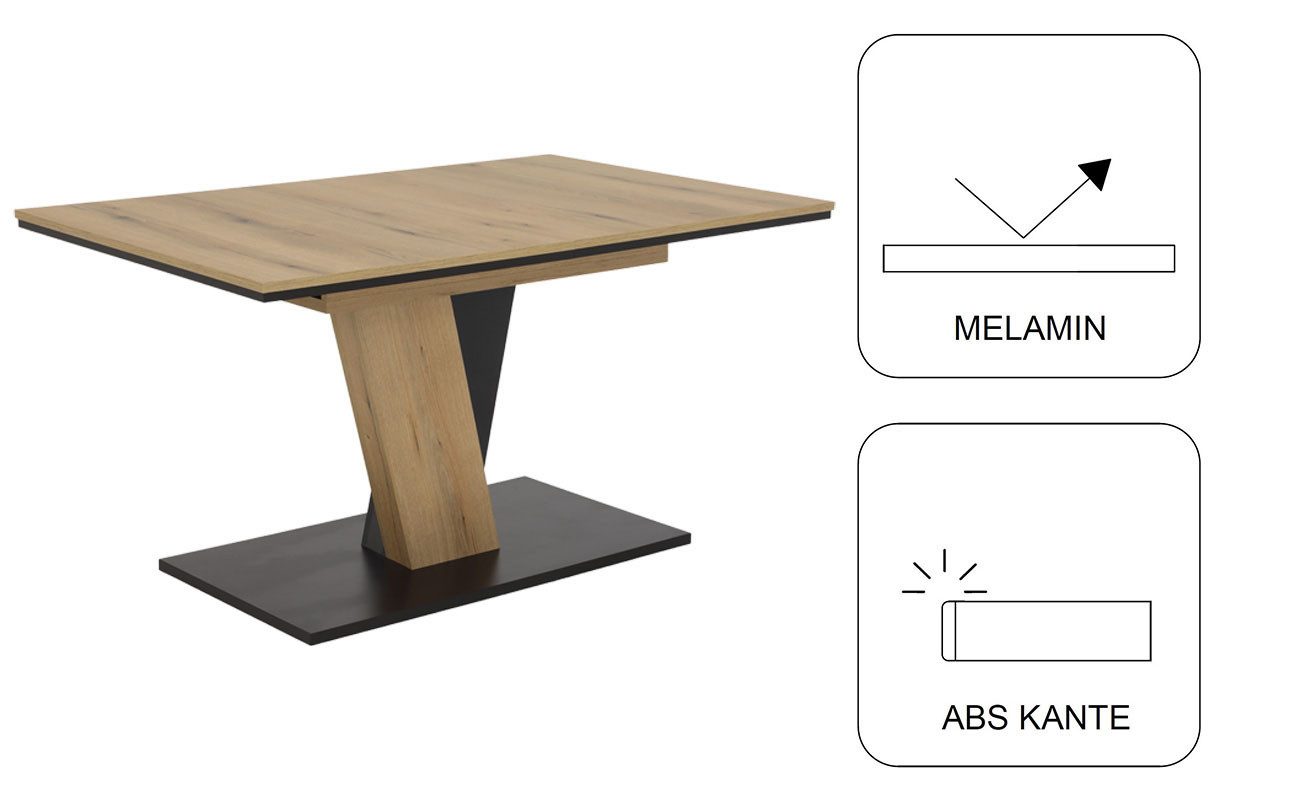 OTTO home Säulen-Esstisch Altona, Esstisch, Küchentisch, ausziehbar auf 180 cm