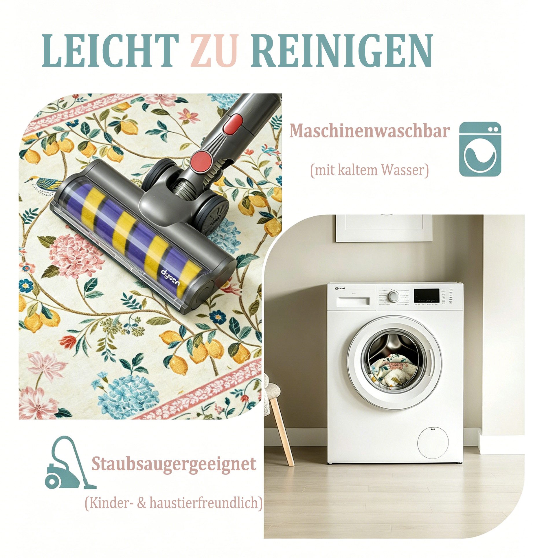 Agger Fußmatte Fußmatte mit Blumenmuster, weiche Bodenmatte im Vintage-Pflanzenstil, Innenbereich-Türmatte für Flur Schlafzimmer und Badezimmer