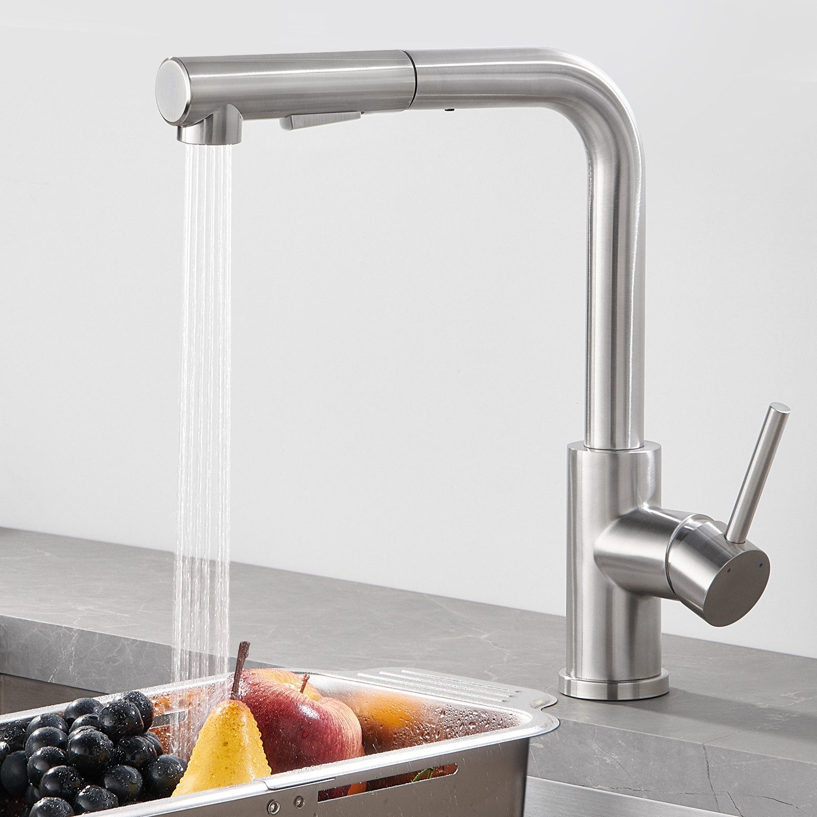 Küchenarmatur mit Brause Ausziehbar, 360° Drehung Wasserhahn Küche, 2 Strahlarten