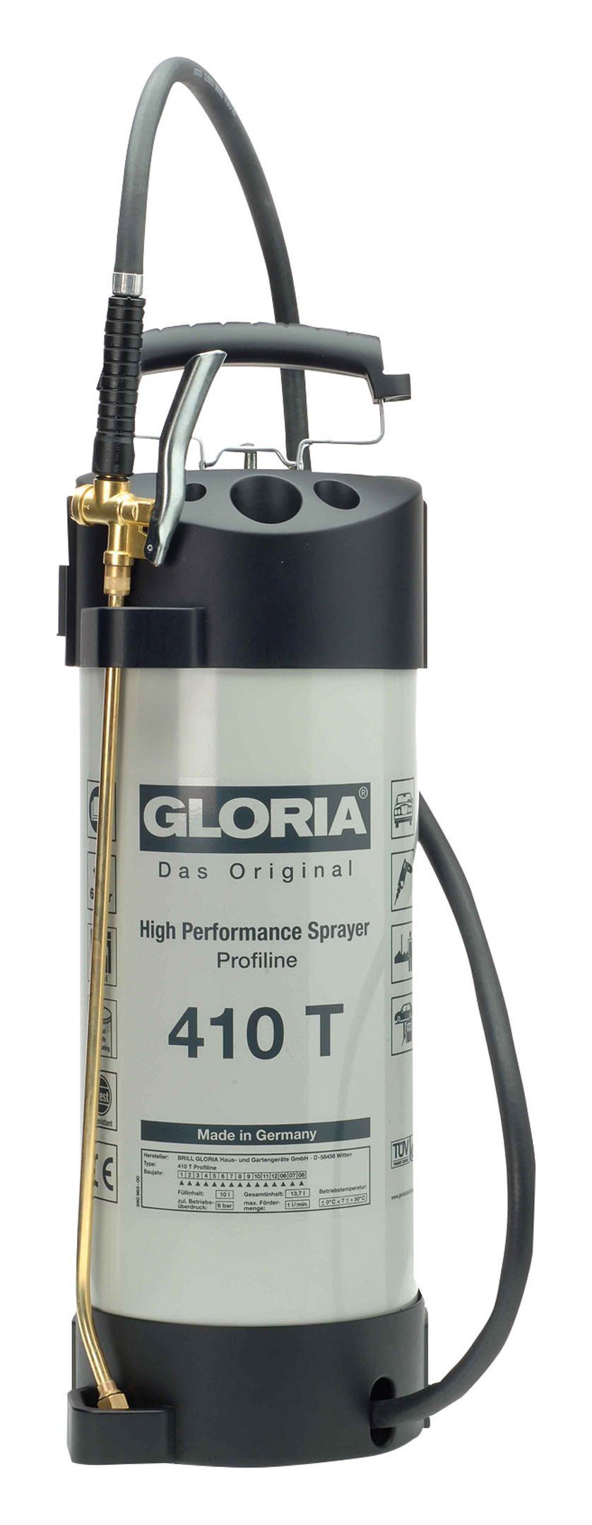 Gloria Garten Drucksprühgerät, Hochleistungs-Sprühgerät 405 T Profiline Stahl ölfest