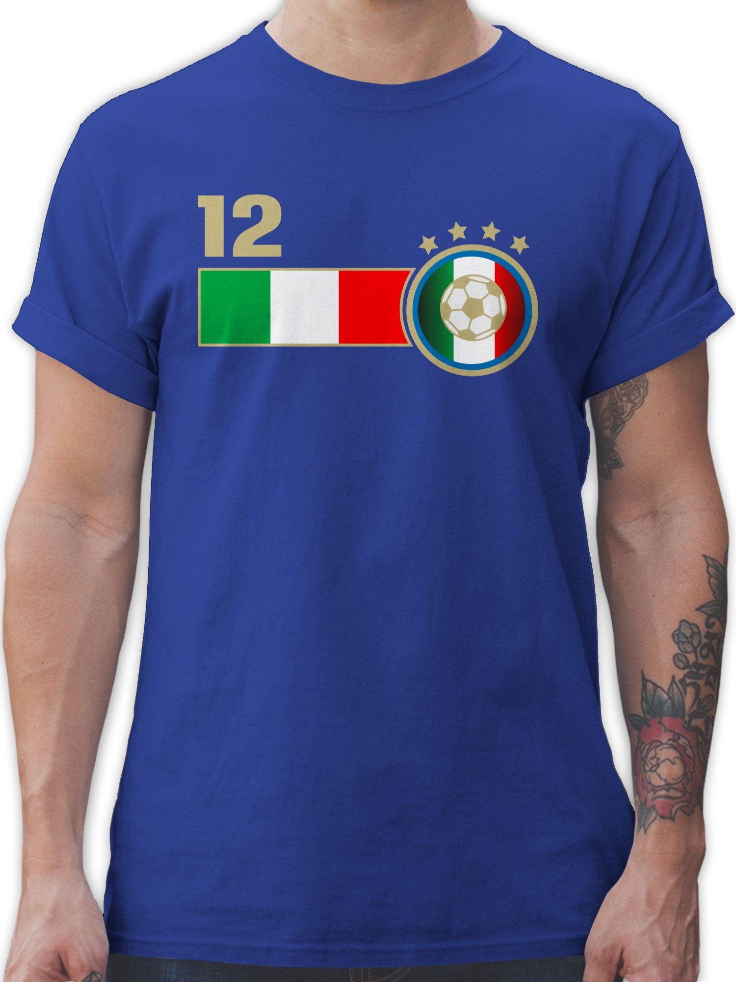 Shirtracer T-Shirt 12. Mann Italien Mannschaft Fussball EM 2024 01 Royalblau