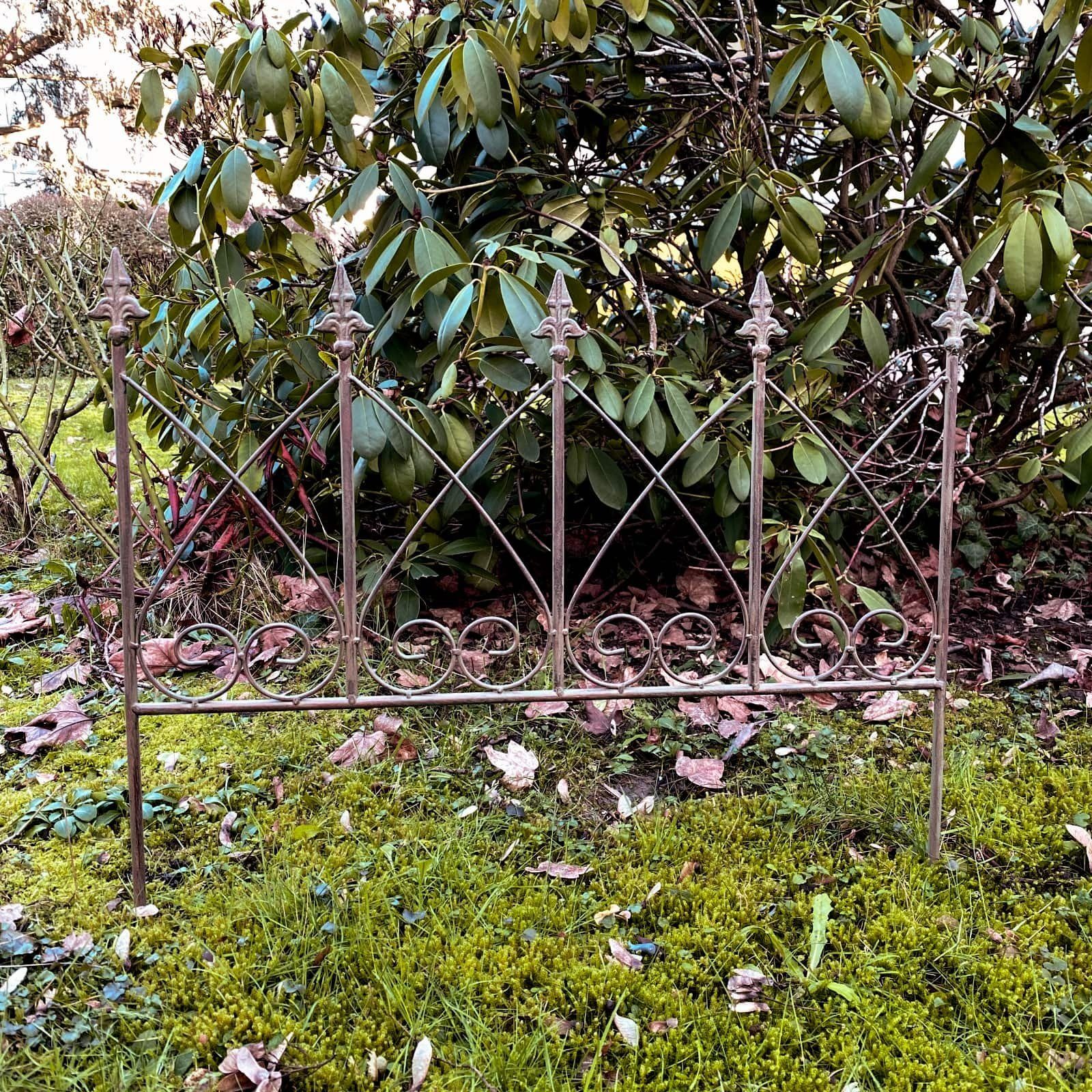 Dekoobjekt Beetstecker Aubaho Zaun Antik-Stil Beeteinfassung gr Metall Gartenzaun Garten