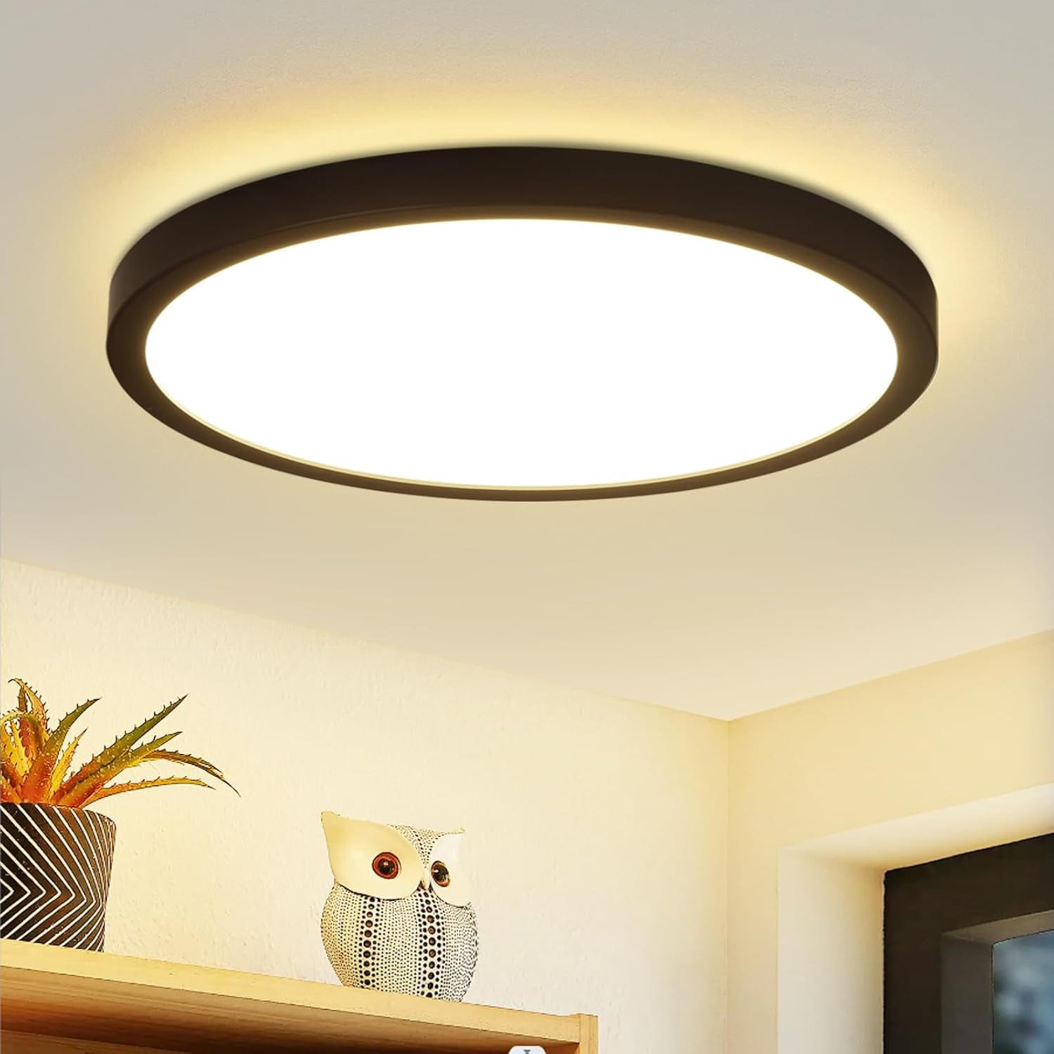 Nettlife LED Panel Deckenleuchte Schwarz Rund günstig online kaufen