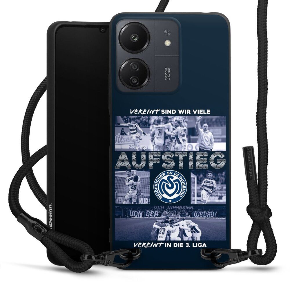 DeinDesign Handyhülle MSV Duisburg Aufstieg Offizielles Lizenzprodukt, Xiaomi Redmi 13C 4G Premium Handykette Hülle mit Band Cover mit Kette