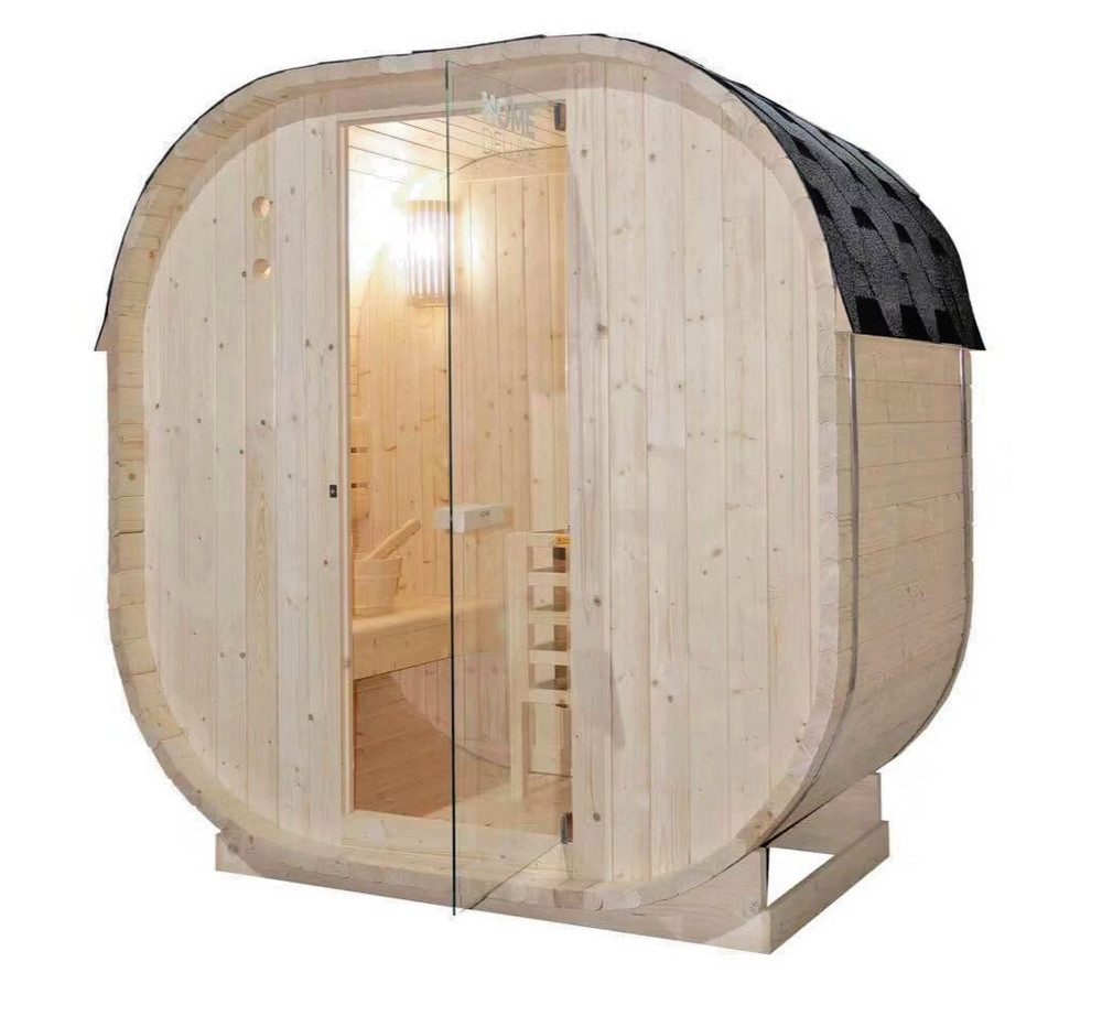 DEKO VERTRIEB BAYERN Fasssauna XXL Luxus Outdoor Fasssauna 194x120 SET Sauna inkl. 3,6 KW Saunaofen