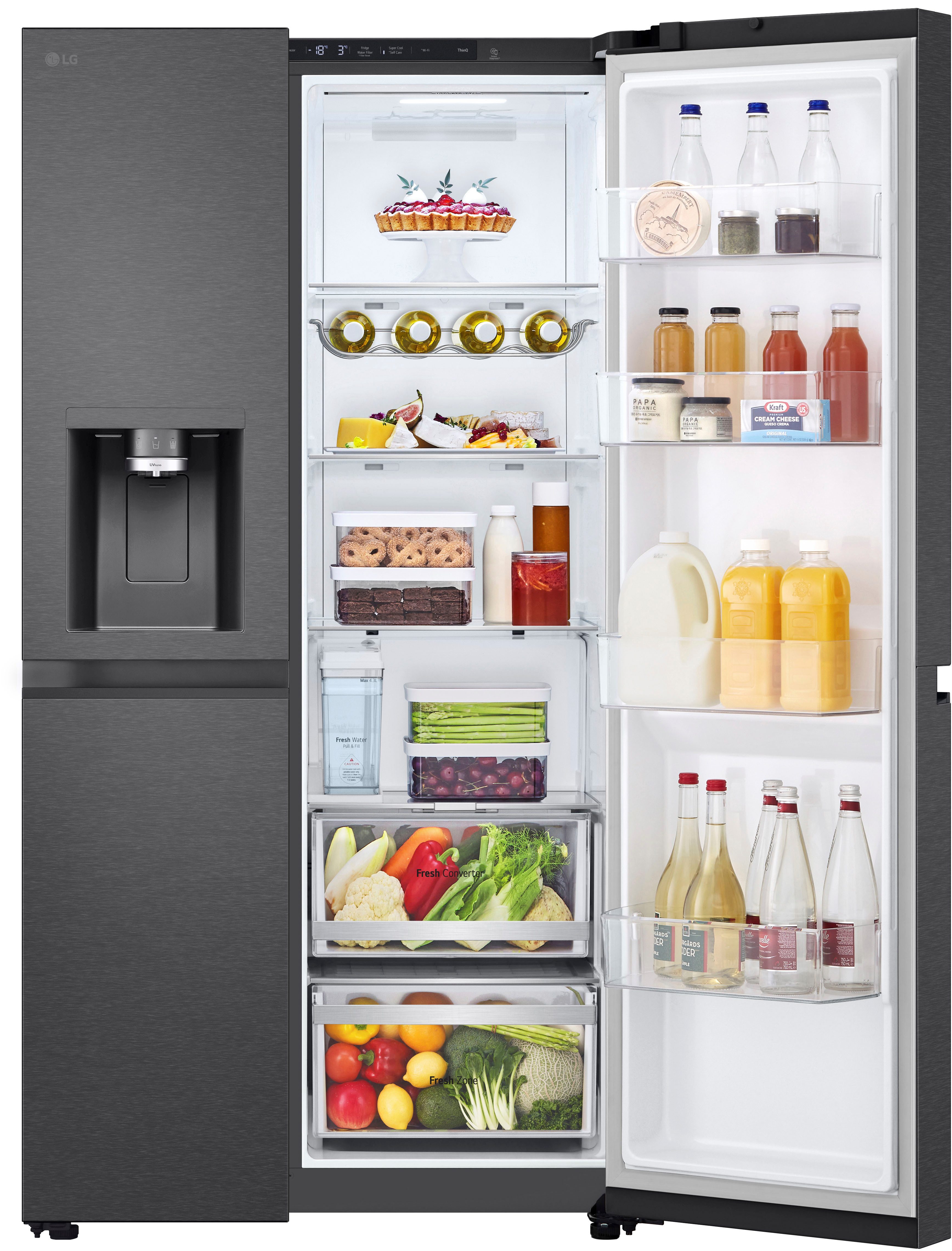 LG Side-by-Side GSLE81EPBD, 179 cm hoch, 91,3 cm breit, Wasser-/Eis-/Crushed Ice-Spender, Wassertank, Door Cooling+