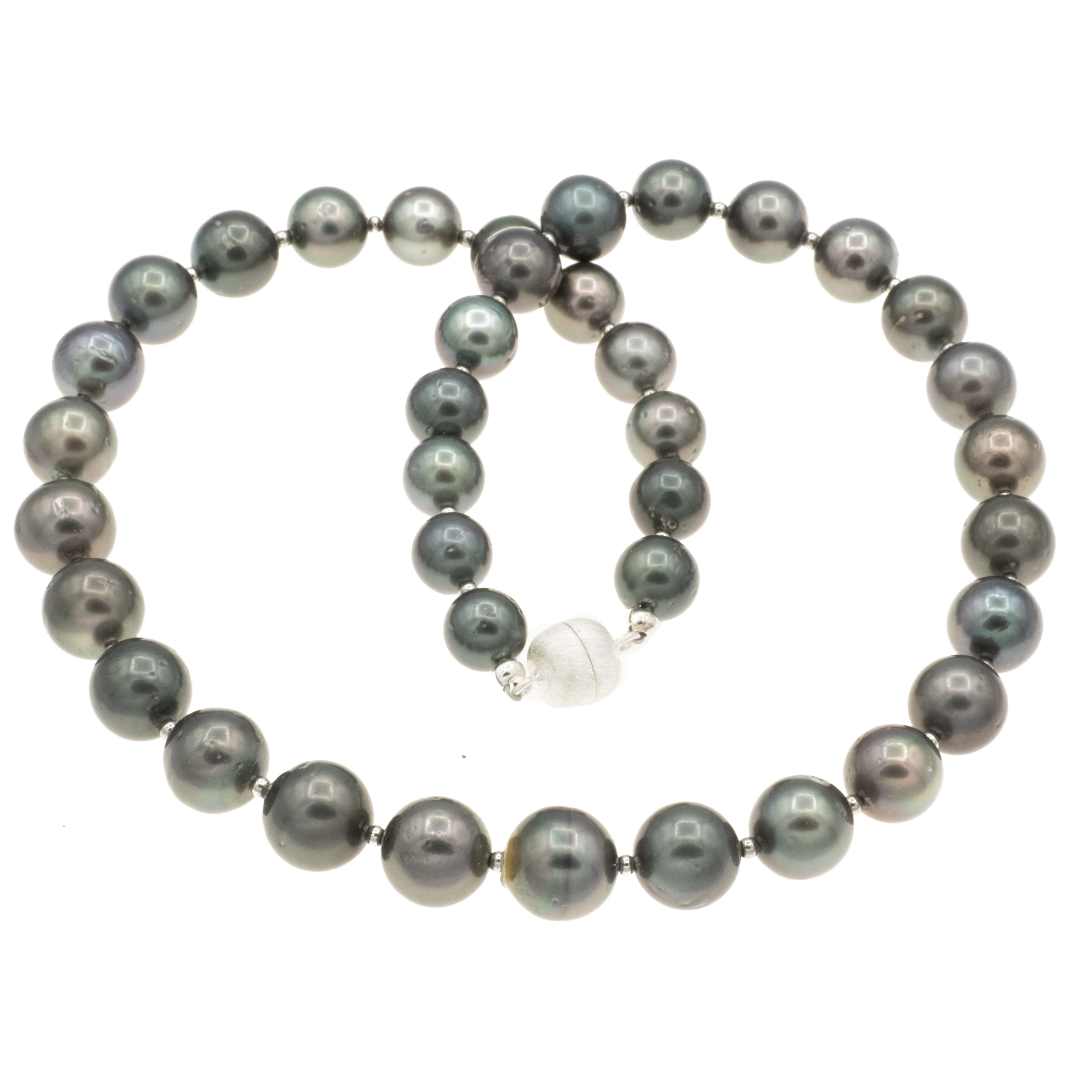 Bella Carina Perlenkette Tahiti Perlen Kette runde Perlen 10 - 12 mm Perlen 50 cm, echte Tahiti Perlen
