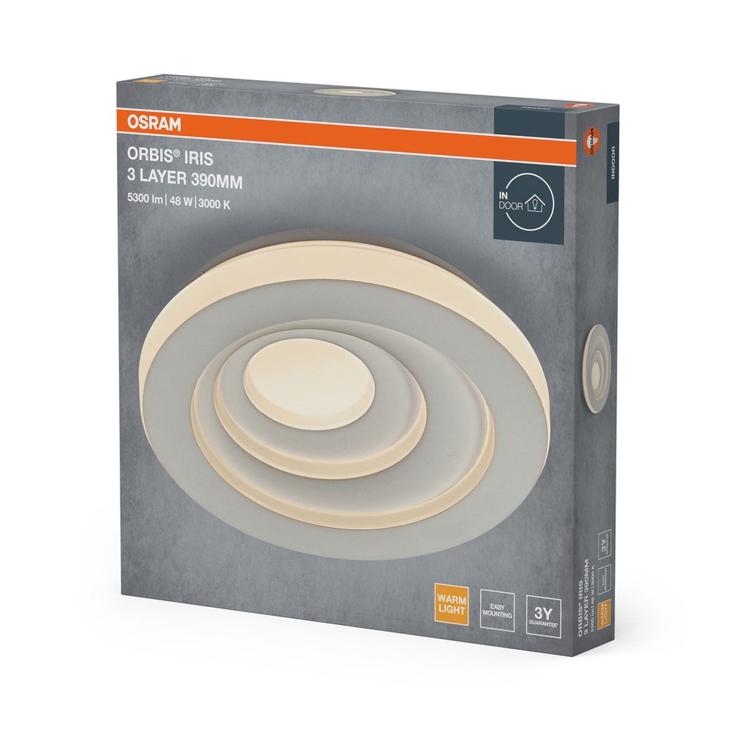 Licht-Erlebnisse Deckenleuchte KORESAD, LED fest integriert, Warmweiß, LED 3000 K 1900 lm rund D: 39 cm Modern Deckenlampe