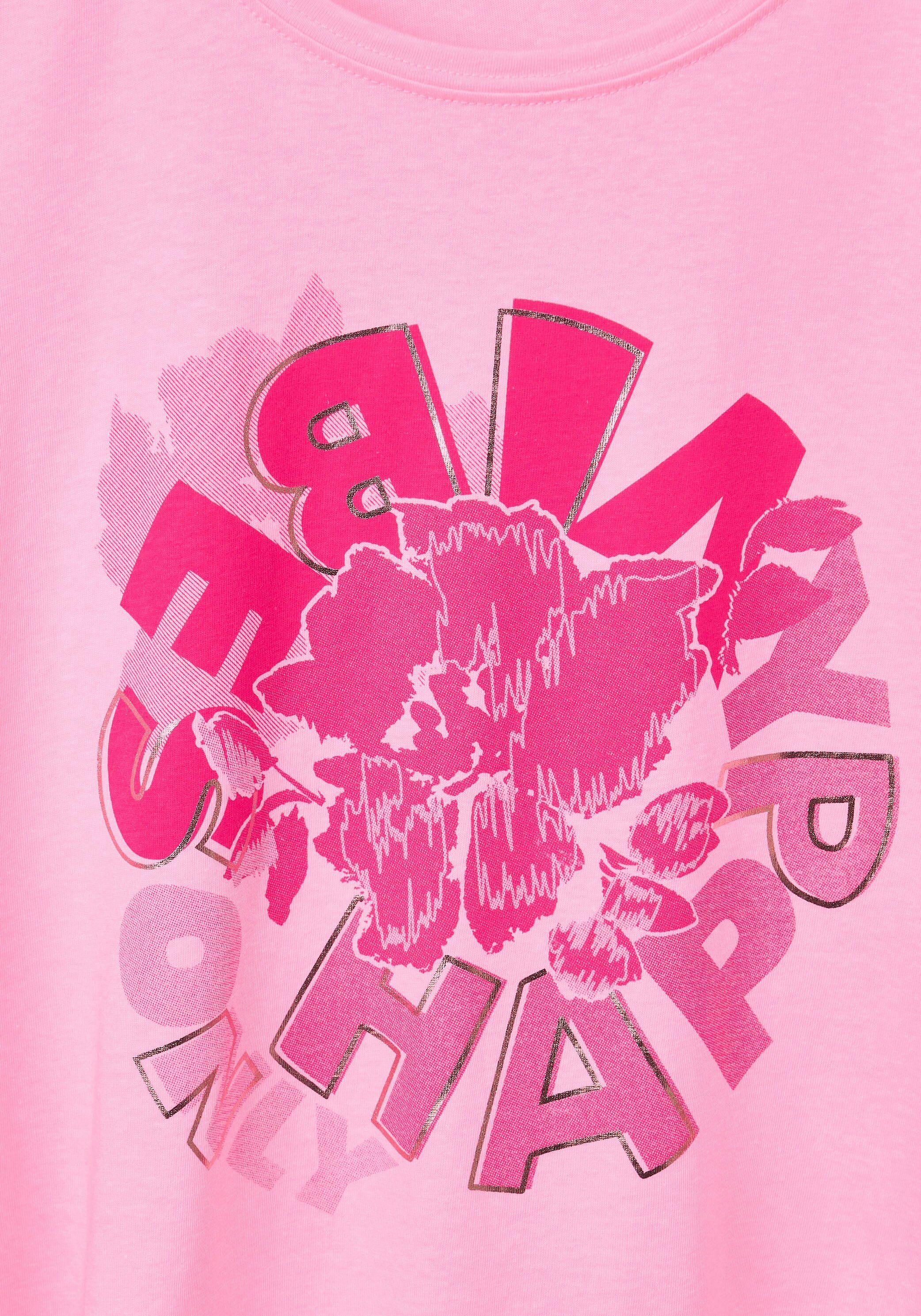 T-Shirt Schnitt soft im hüftlangen Cecil pink neon