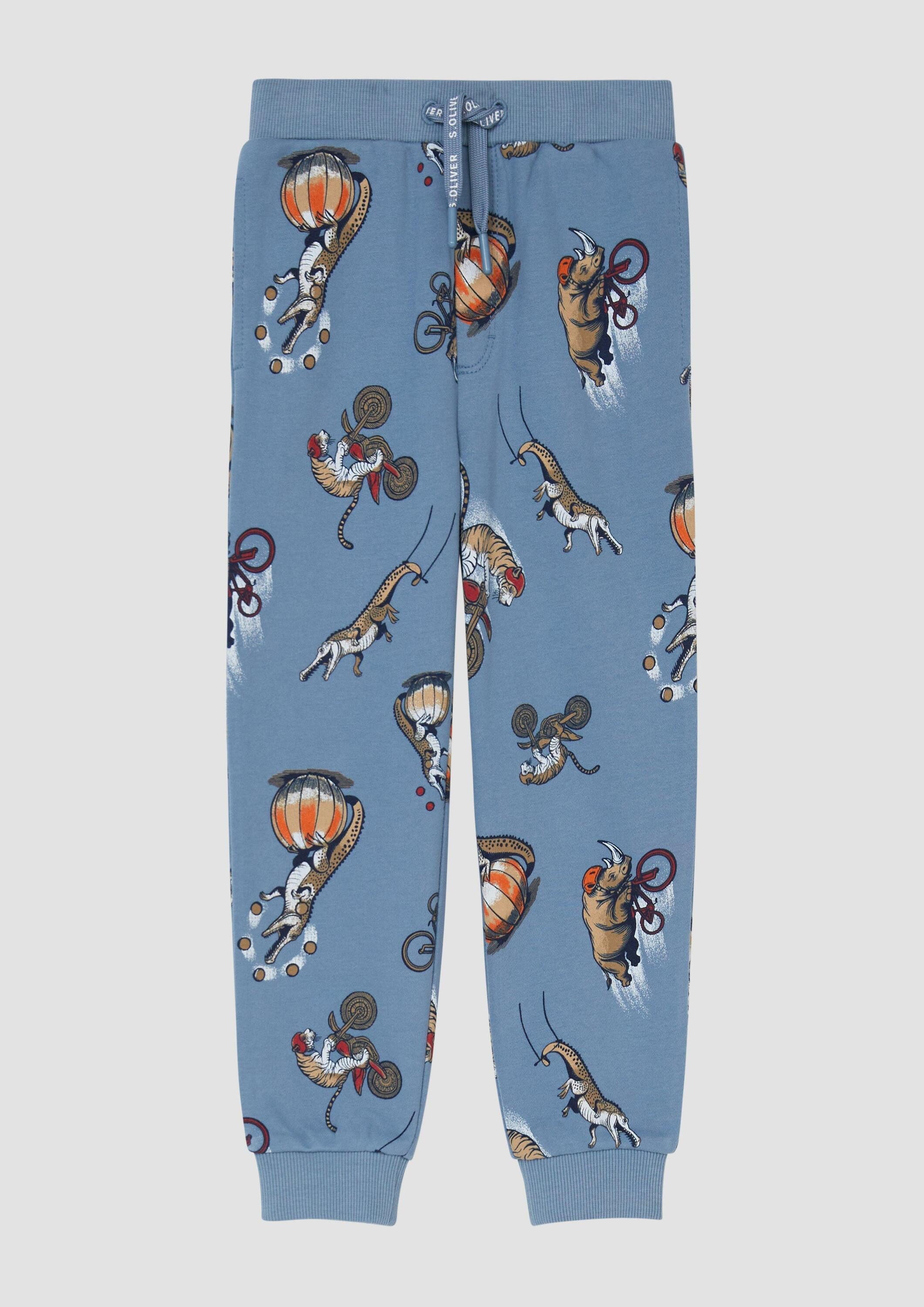 s.Oliver Leggings Leggings Jogginghose mit angedeutetem Tunnelzug und All-over-Print