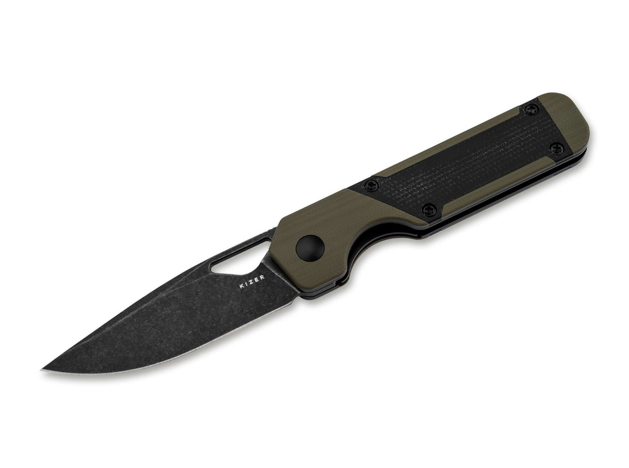 Kizer Taschenmesser Kizer Mini Militaw G10 Green Micarta Black