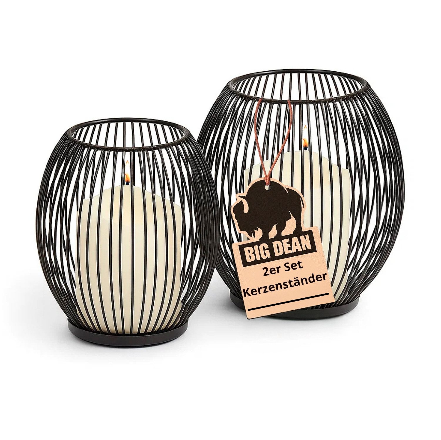 BigDean Kerzenständer 2x oval Deko Kerzenhalter Metall Schwarz Kerzen Ständer Stumpenkerzen (Set, Kerzenhalter), Kerzenhalter, Stumpenkerzen, Windlicht, Deko, Festlich. Reduzierter Preis € 18,49. Unverbindliche Preisempfehlung € 23,99