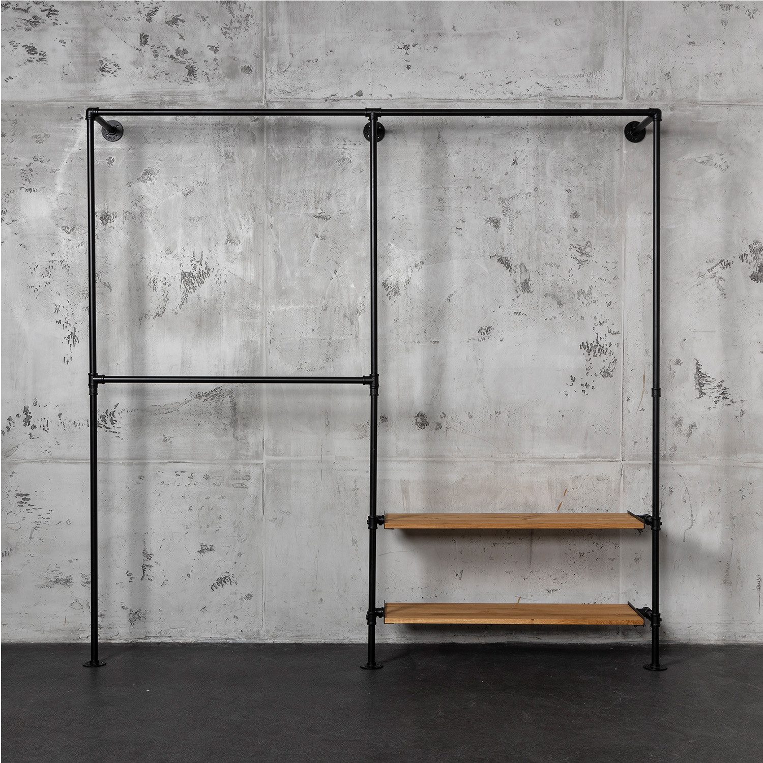 RSR Hangers Kleiderschrank Björn Garderobe begehbarer Kleiderschrank mit Eichenholzbrett Ablage