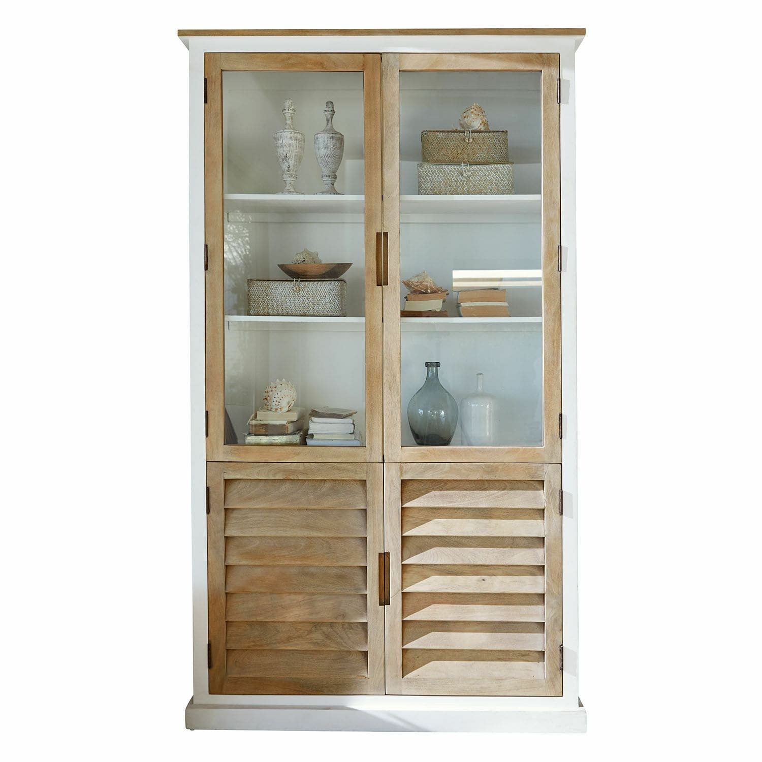 Mirabeau Glasvitrine Schrank Frapelle weiß/braun