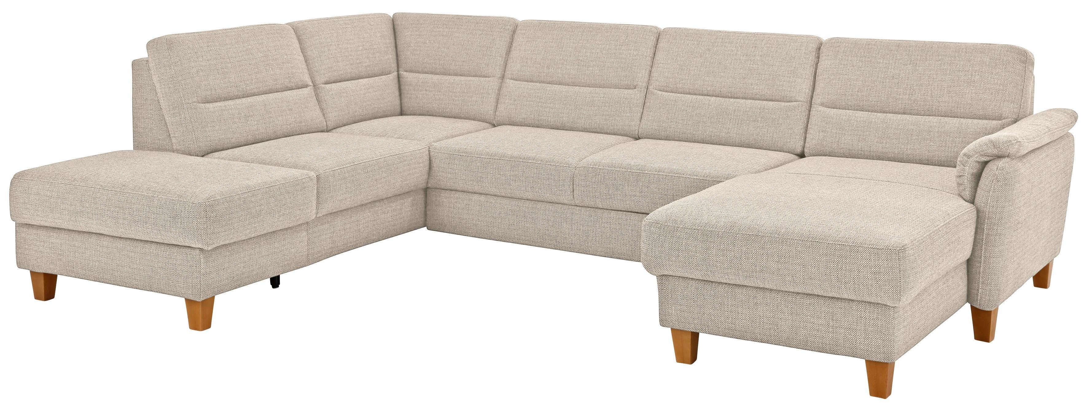 Home affaire Wohnlandschaft Palmera U-Form, B: 308 cm, optional Bettfunktion & Bettkasten, Federkern