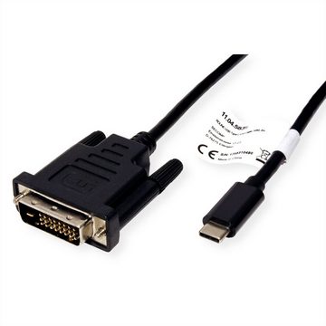 ROLINE USB Typ C - DVI Adapterkabel, ST/ST Audio- & Video-Adapter USB Typ C (USB-C) Männlich (Stecker) zu DVI-D 24+1, Dual-Link Männlich (Stecker), 200.0 cm