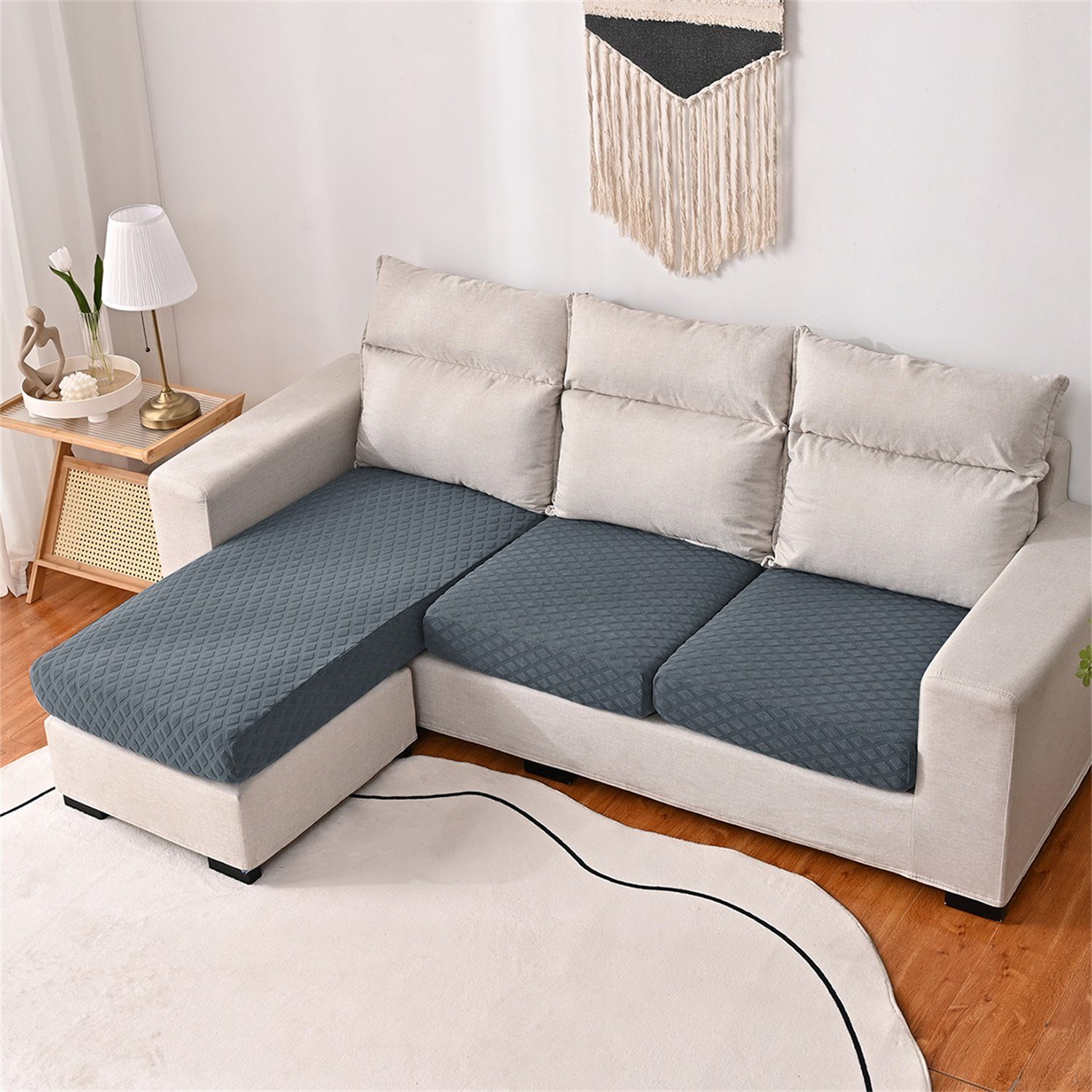 Sofa-Sitzbezug elastischer Dunkelgrau mit Sofahusse, 3DMuster HOMEIDEAS, wasserfest