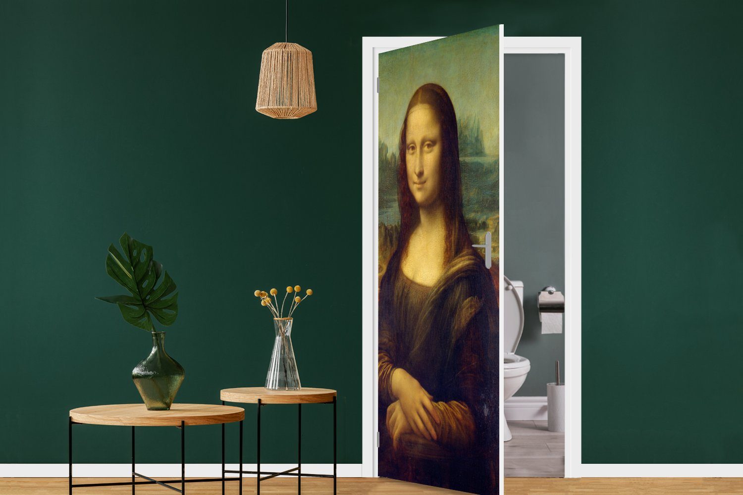 Türtapete Vinci, 75x205 St), Leonardo Lisa MuchoWow Türaufkleber, da Mona Matt, - Fototapete bedruckt, für Tür, (1 cm