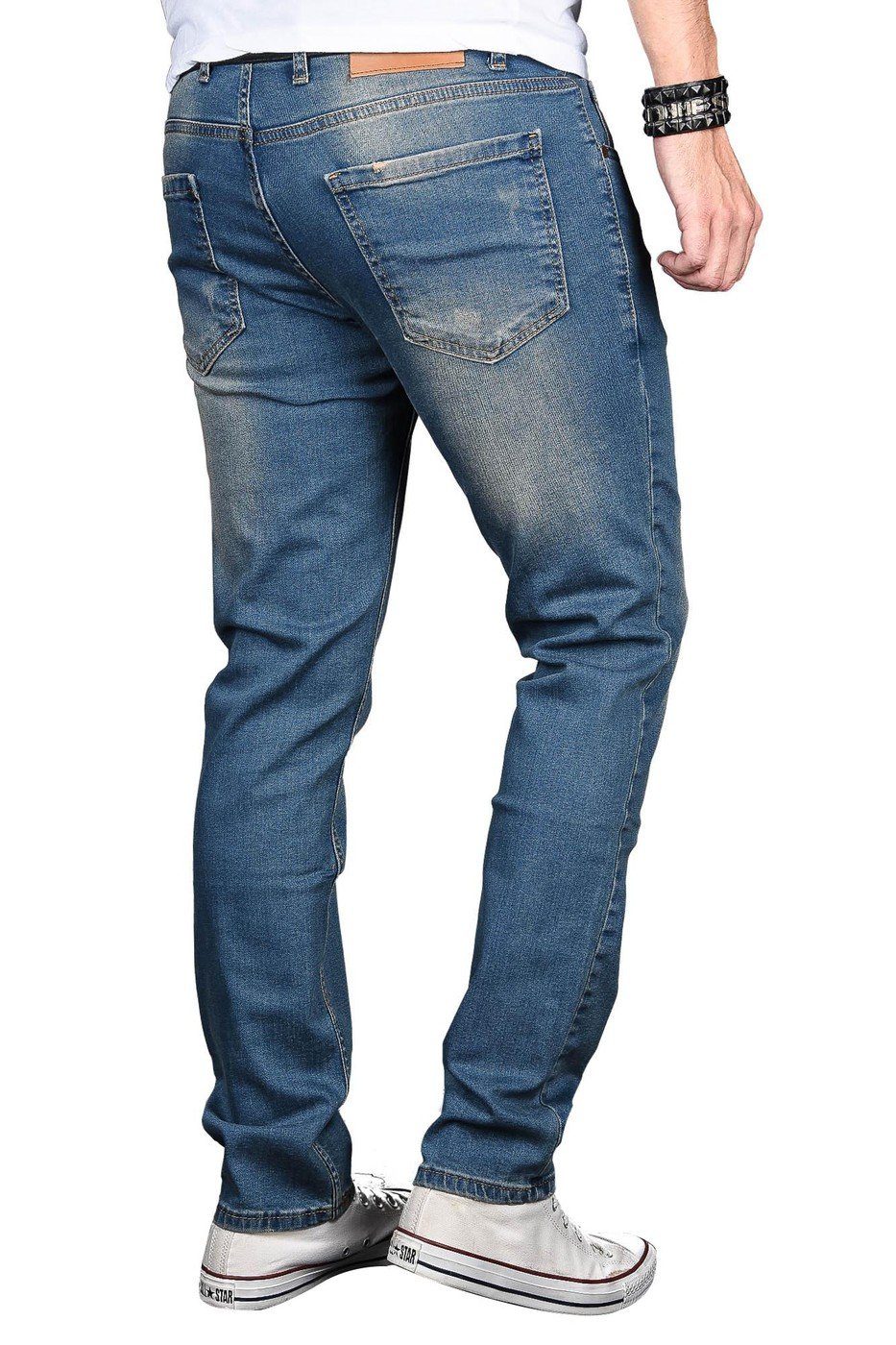 Stretch blue Salvarini Elasthan Straight-Jeans mit ASLuca Alessandro