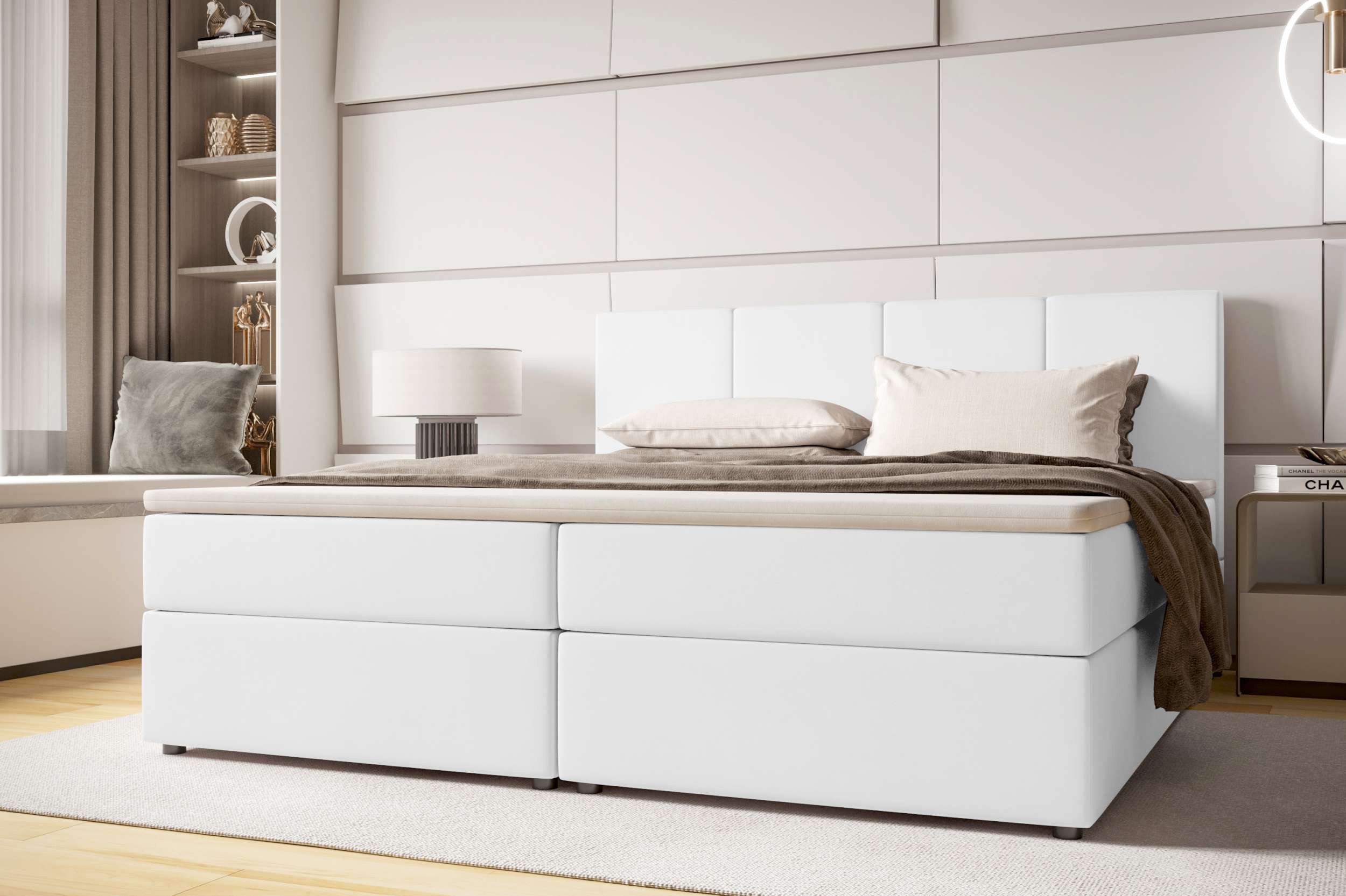 99rooms Boxspringbett Alvaro (Schlafzimmerbett, Bett), 140/160/180x200, mit Topper, Matratze, beidseitig öffnender Bettkasten