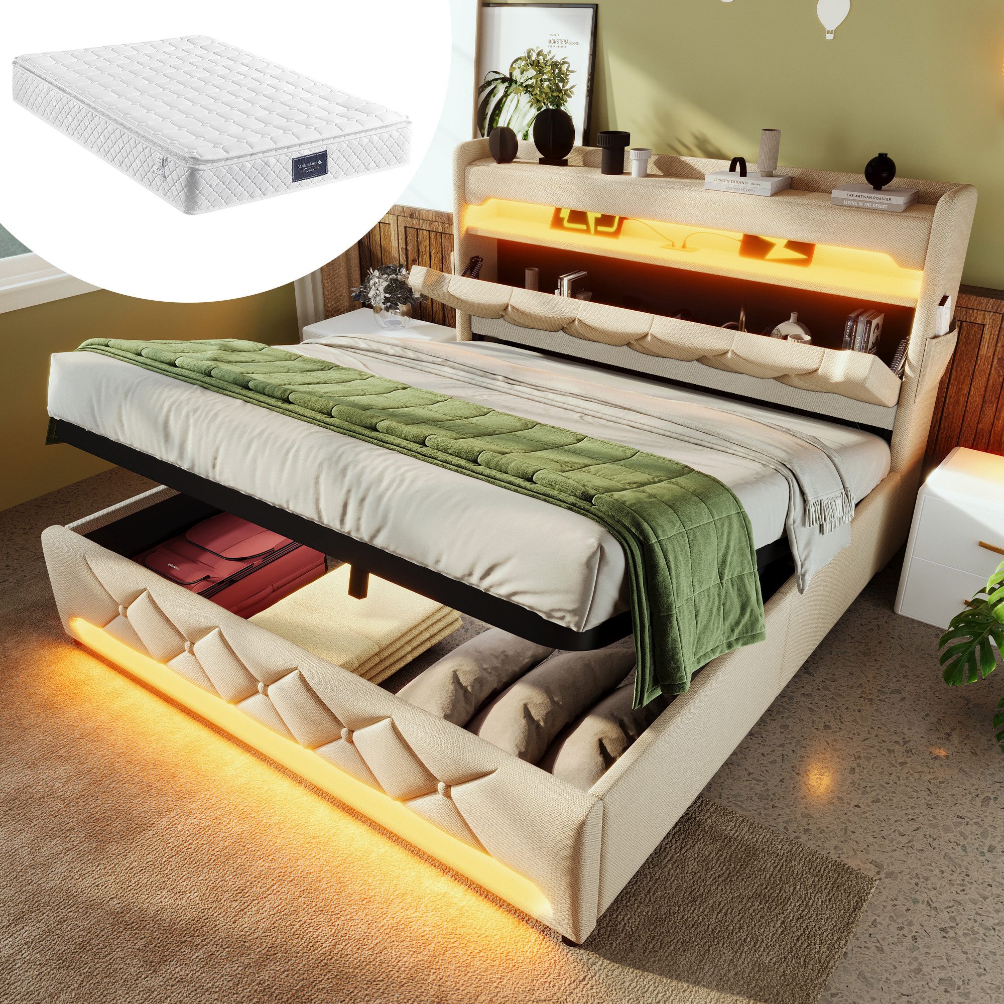 HAUSS SPOLE Polsterbett 160x200, Stauraum Kopfteil günstig online kaufen