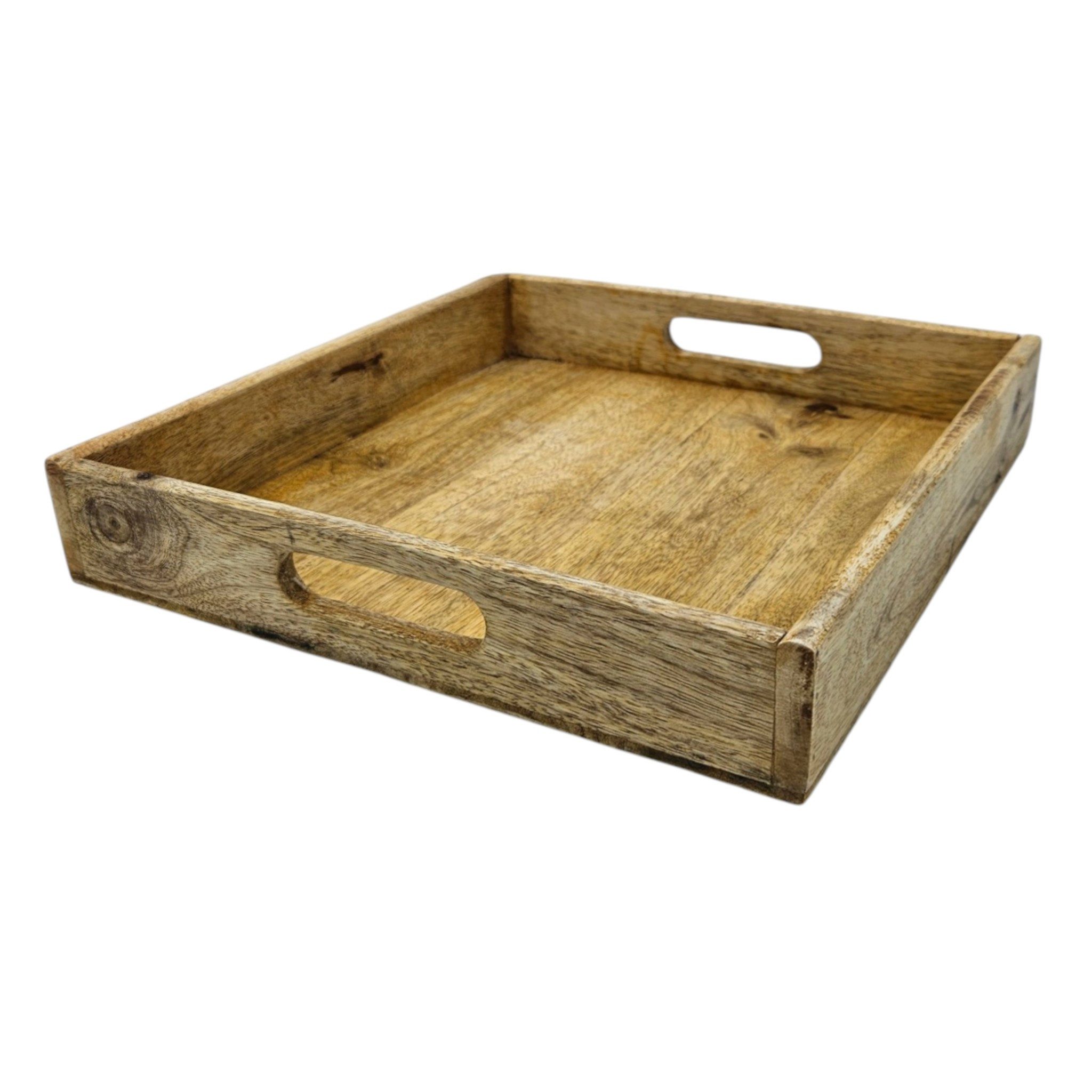 Meinposten Dekotablett Tablett Mangoholz Dekotablett Serviertablett braun natur Holztablett (1 St), massives Mangoholz