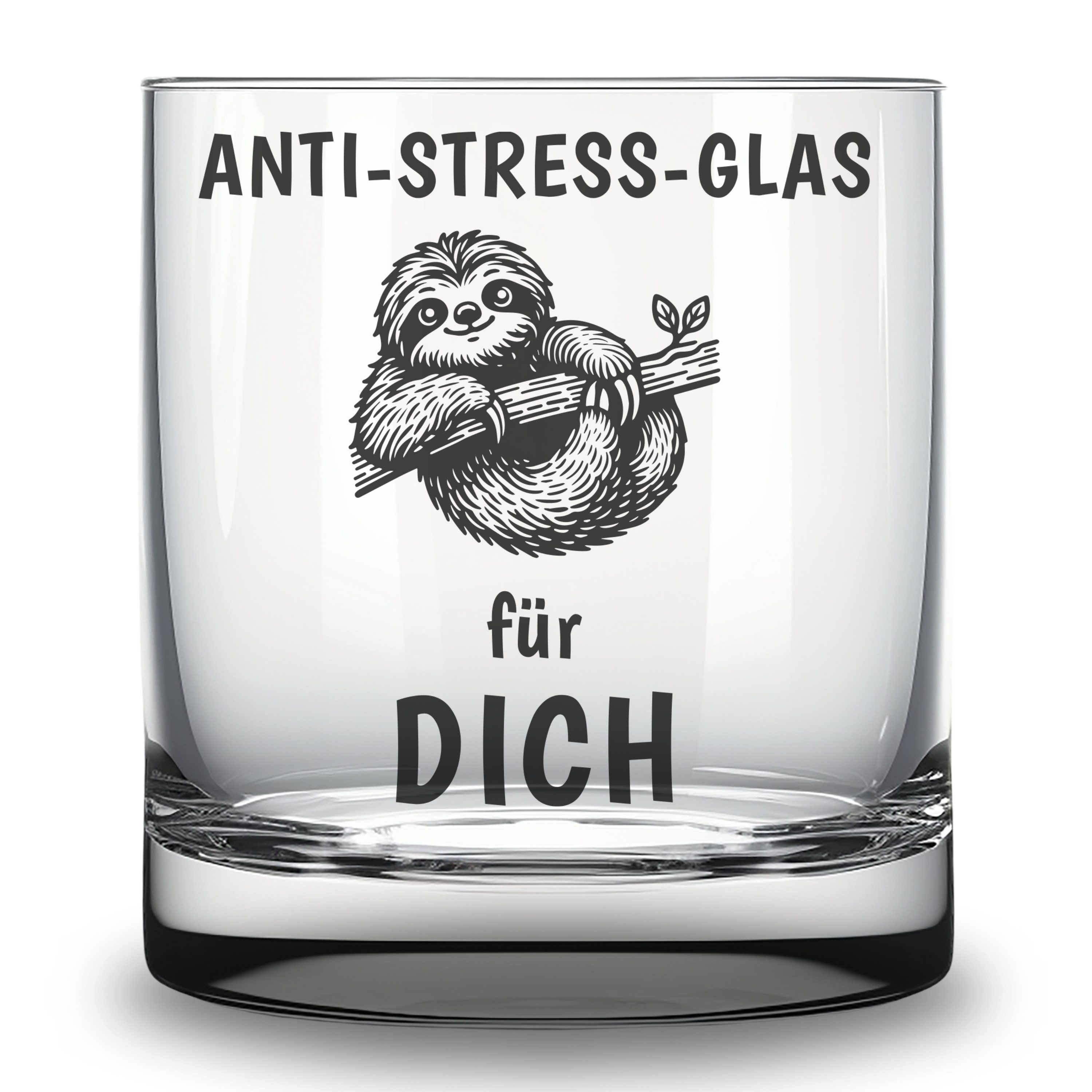 Whiskyglas Trinkglas mit Gravur "Anti-Stress-Glas für dich" lustige Geschenkidee