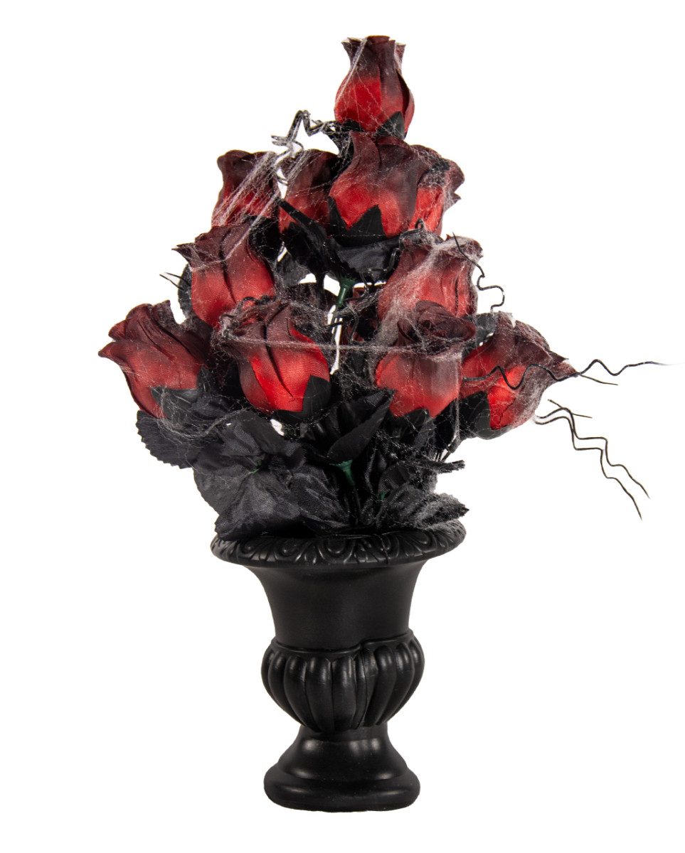 Horror-Shop Dekoobjekt Gothic Blumenvase mit verblühten Rosen & Spinnenne günstig online kaufen