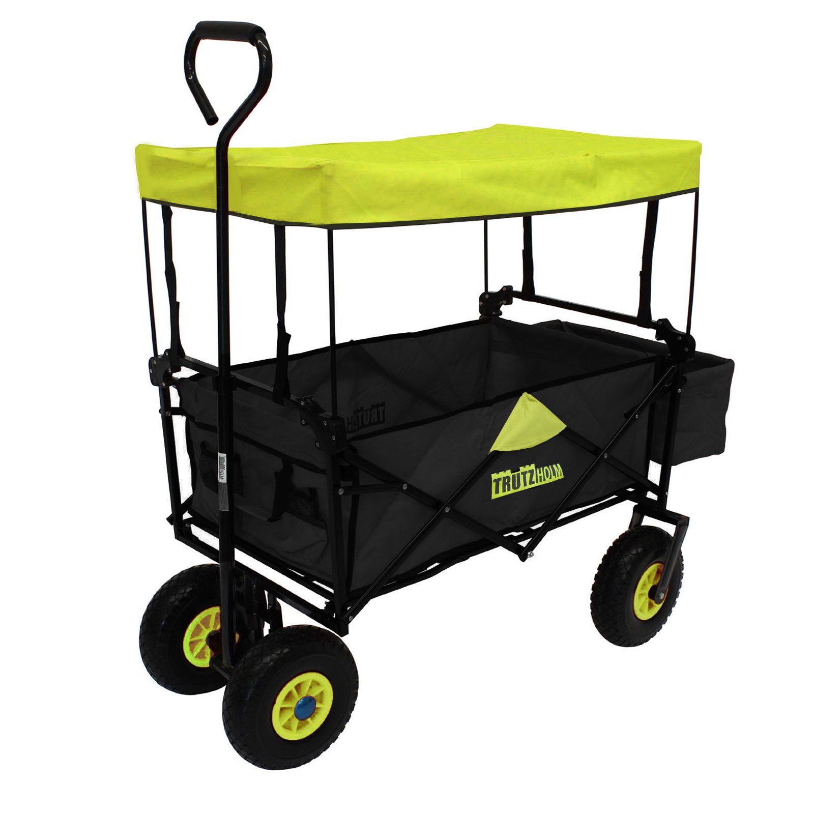 TRUTZHOLM Тележки faltbar mit Vollgummi-Rädern, Hecktasche und Teleskopgriff schwarz