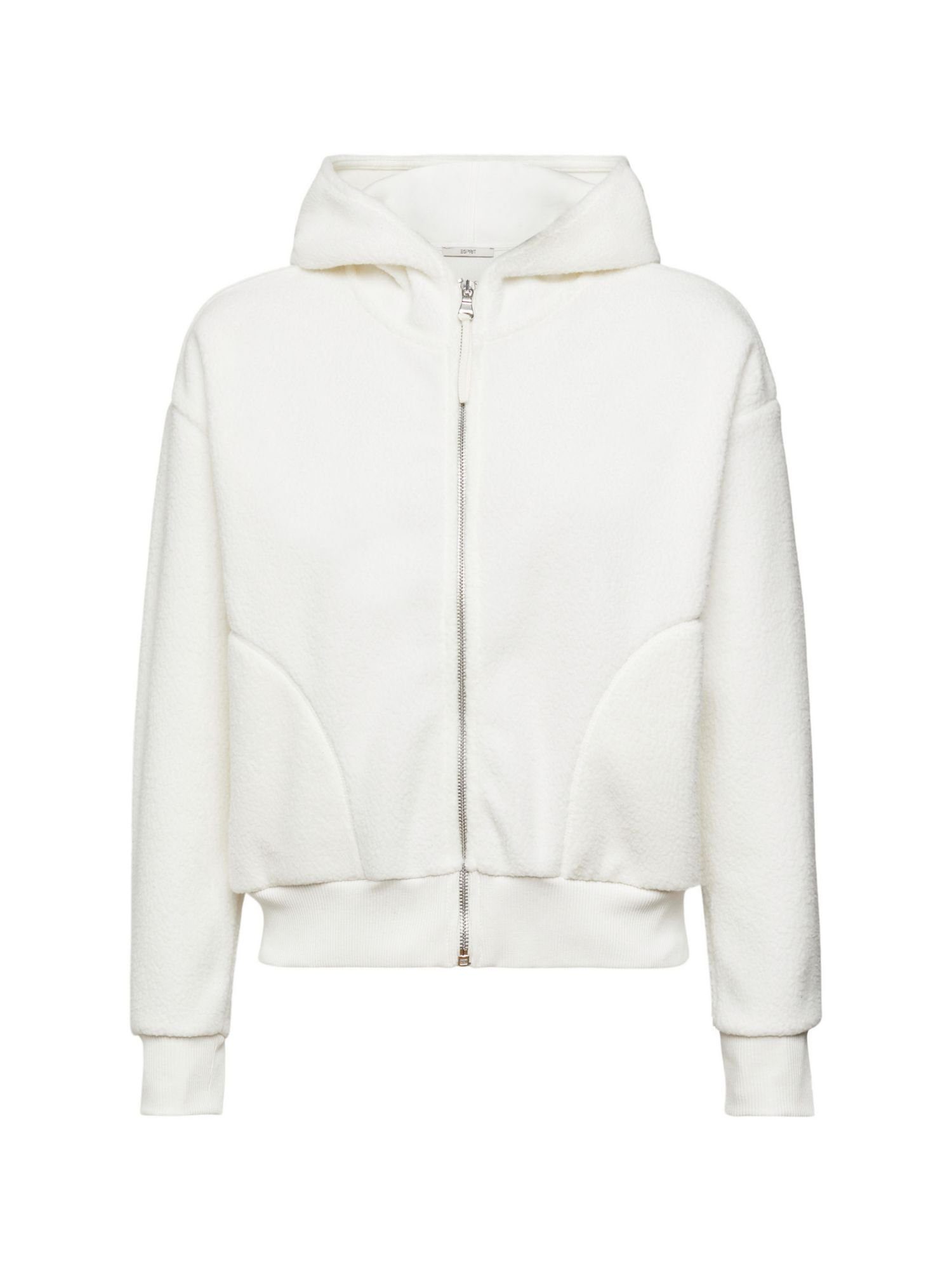 WHITE Hoodie OFF (1-tlg) Flauschiger Teddy-Fleece Sweatshirt Esprit aus