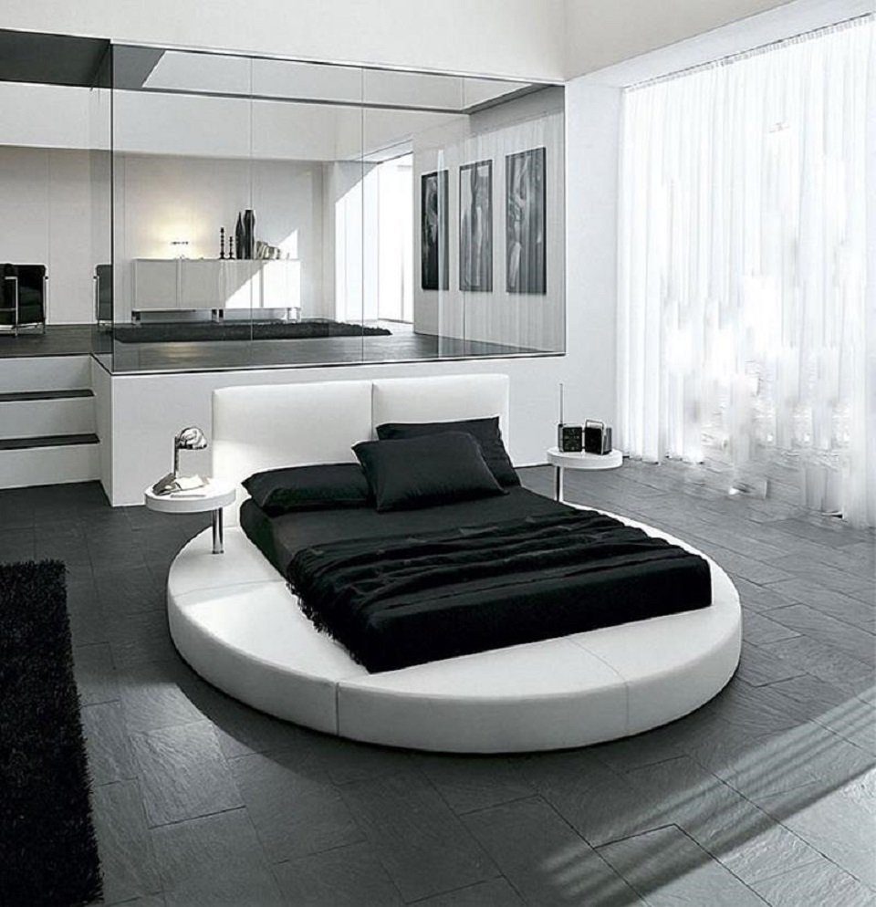 Textil Betten JVmoebel Bett Polster Rundes Rund Design Moderne Stoff Bett Luxus