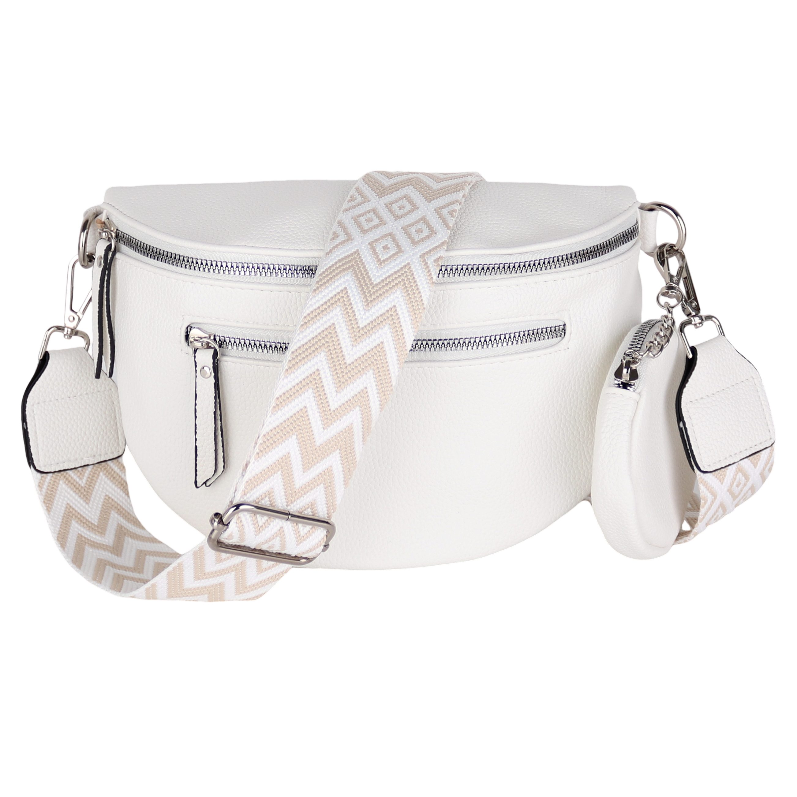 MIRROSI Bauchtasche Damen Taschen, Umhängetasche, Brusttasche, 27x19x9cm Veganes Leder (Schultertasche für jeden Anlass, inkl.1x Münzbeutel), Crossbody Bag, Bohemian gemusterten& verstellbaren Schulterriemen