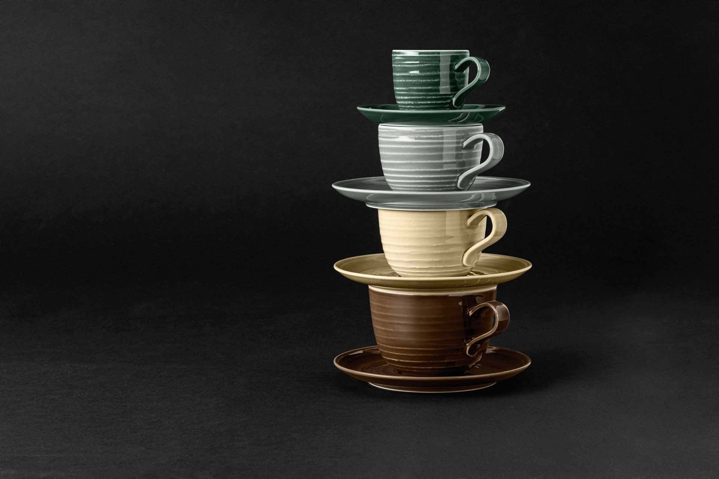 Seltmann Weiden Tasse Terra Kaffeetassen mit Untertassen 260 ml 6er Set, 12-tlg., Porzellan