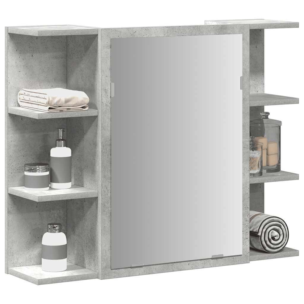 vidaXL Badezimmerspiegelschrank Bad-Spiegelschrank Betongrau 80x20,5x64 cm Holzwerkstoff (1-St)