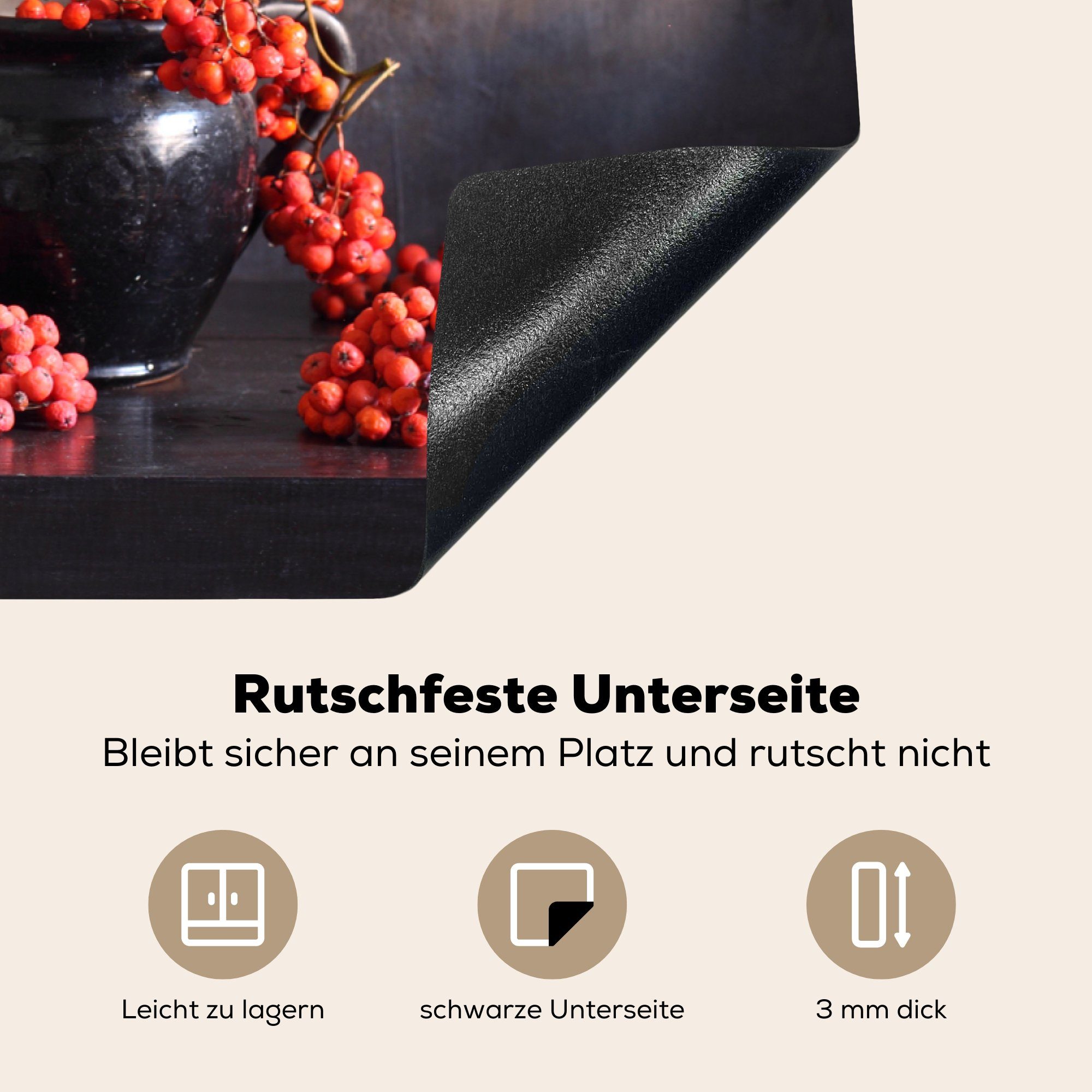 Blumentopf Induktionskochfeld Blumen - (1 Herbst, 81x52 MuchoWow - küche, die Herdblende-/Abdeckplatte für Schutz tlg), Vinyl, cm, Ceranfeldabdeckung