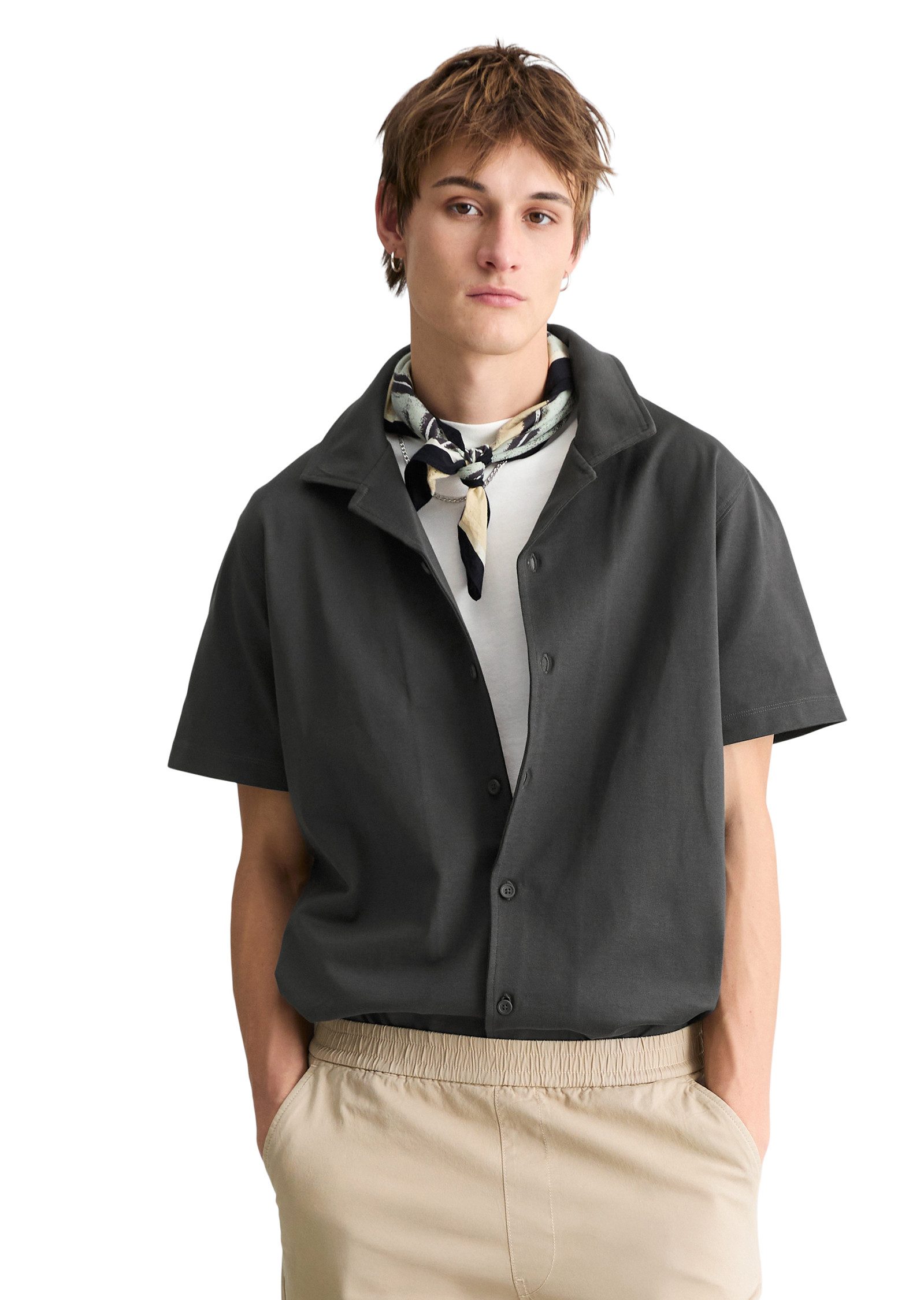 Marc O'Polo DENIM Kurzarmhemd aus schwerem Bio-Baumwoll-Jersey
