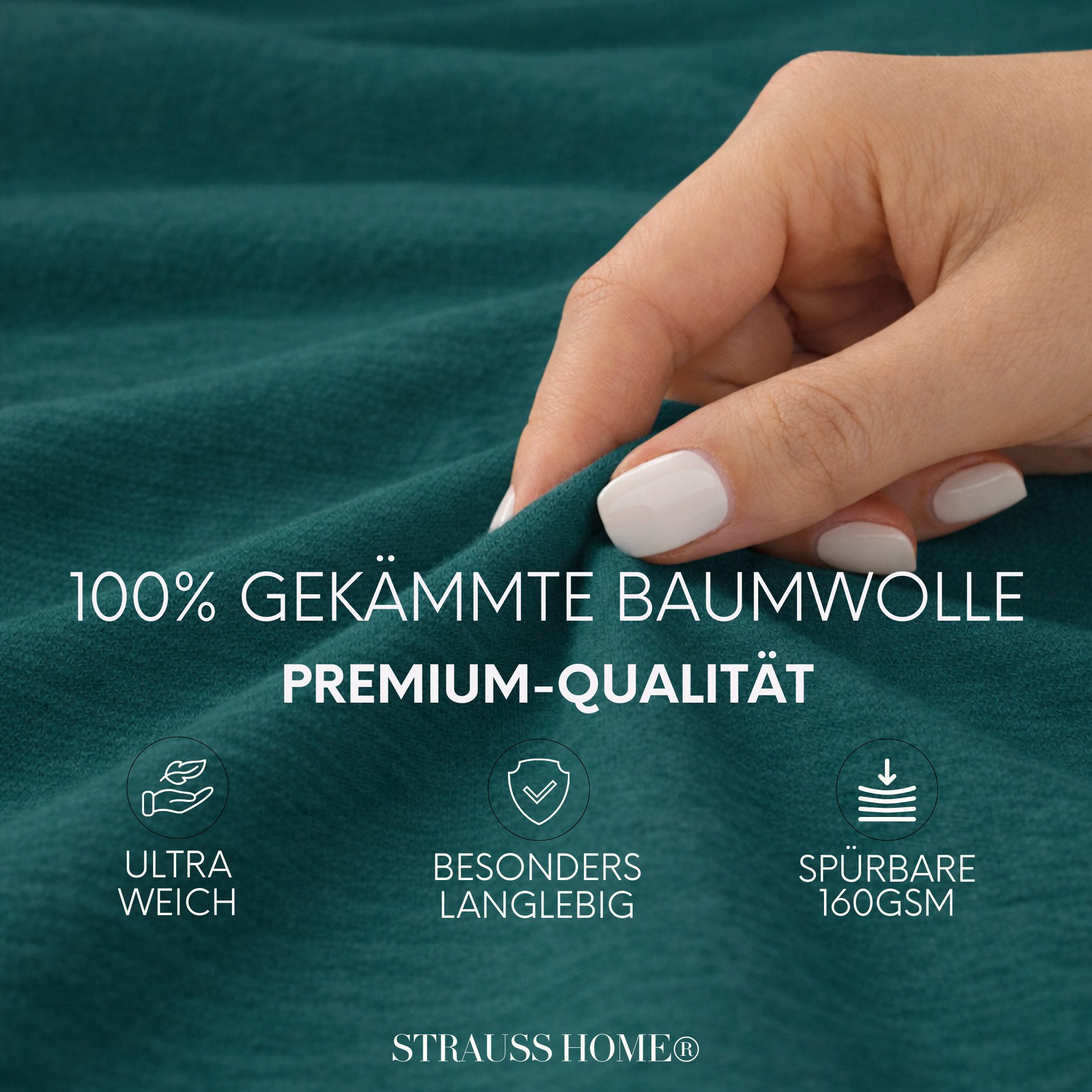 Strauss Home Spannbettlaken Premium 160 g/m² Gekämmte Baumwolle Jersey in H günstig online kaufen