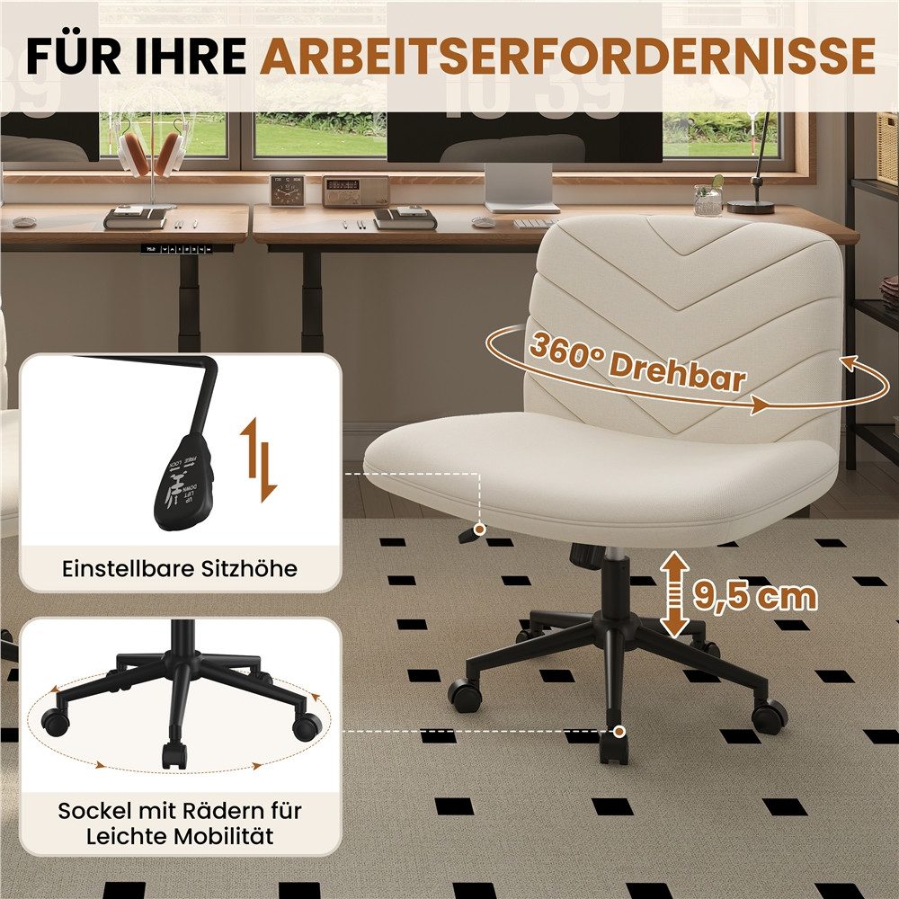 Yaheetech Drehstuhl Höhenverstellbarer Polstersessel, Schreibtischstuhl mit breitem Sitzkissen, 360° drehbar – Bild 5 von 5