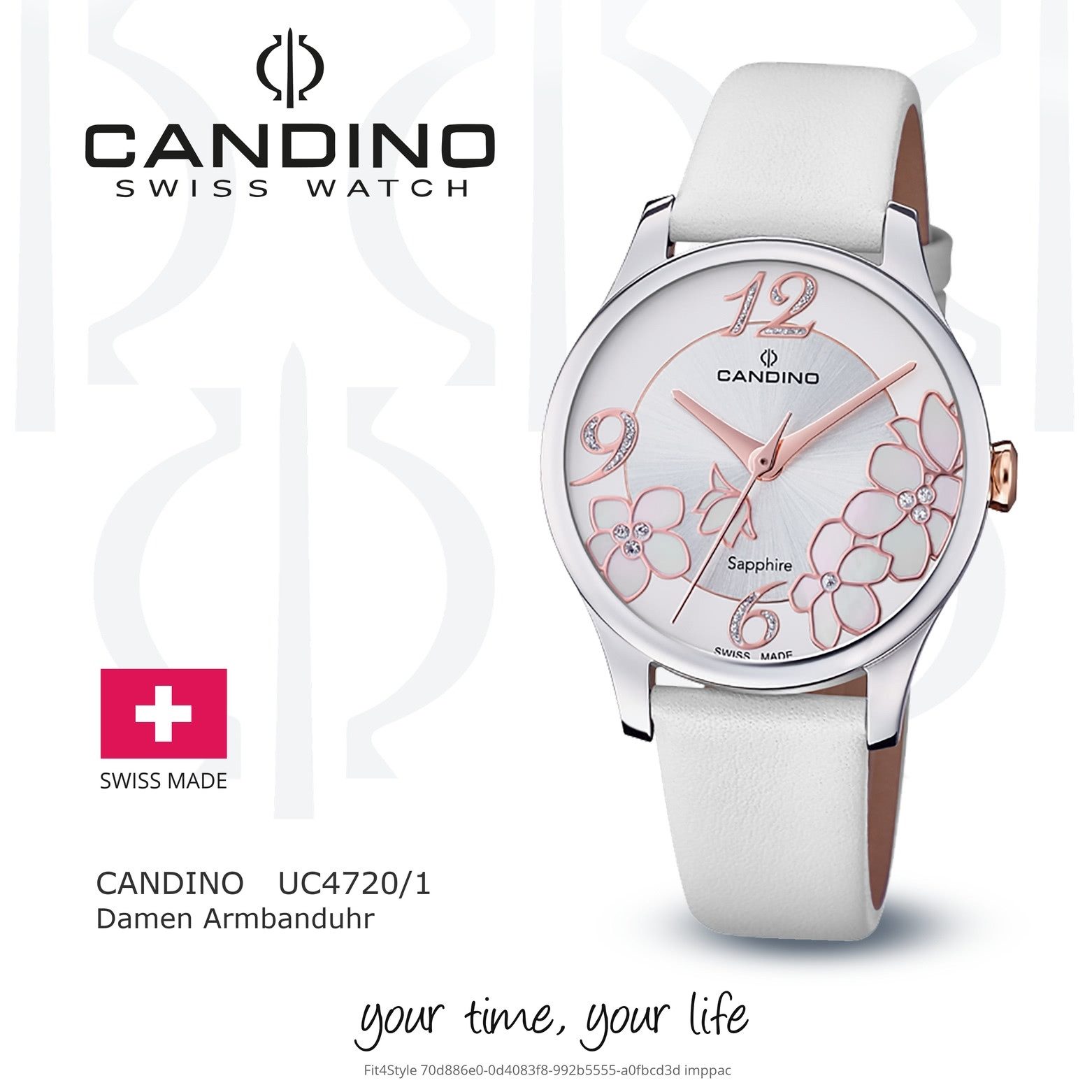 Candino Quarzuhr Candino Damen Armbanduhr Elegance, (Analoguhr), Damen Armbanduhr rund, Lederarmband weiß, Fashion