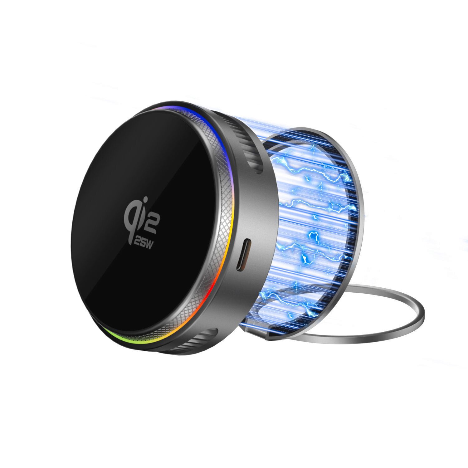 4smarts Qi2 25W / MagSafe Ladegerät-Set Wireless Charger (Set, Induktions-Ladegerät Universelle Kompatibilität Qi-Kompatibilität, RGB-Ambientebeleuchtung: Stilvolle LED-Beleuchtung)