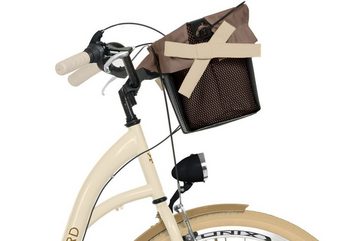 MILORD BIKES Cityrad Milord City Fahrrad Korb Damenfahrrad, 28/26 Zoll, Creme-Braun, 7-Gang, 7 Gang, Kettenschaltung