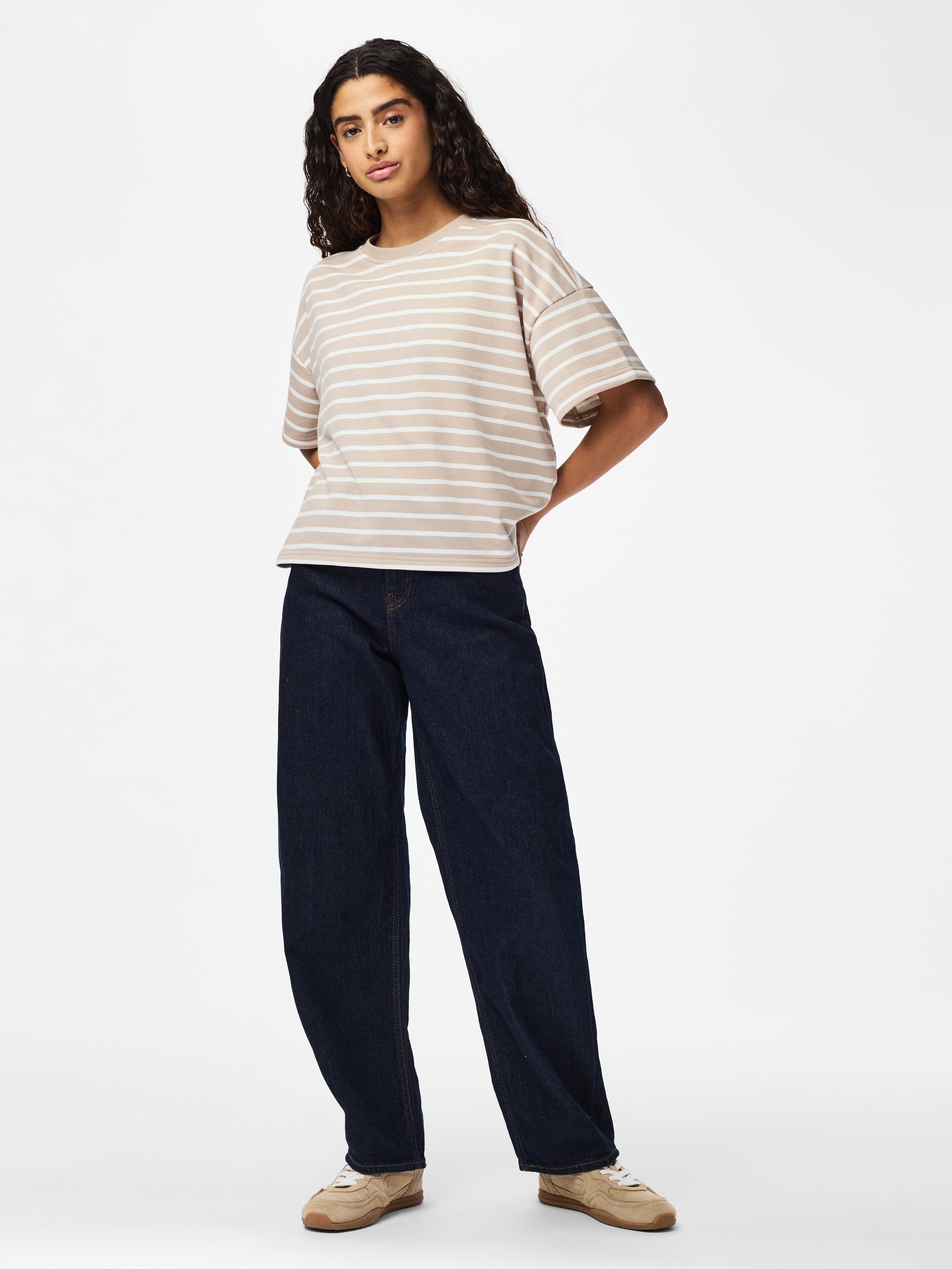 pieces Sweatshirt PCCHILLI SUMMER 2/4 SWEAT STRIPE NOOS BC