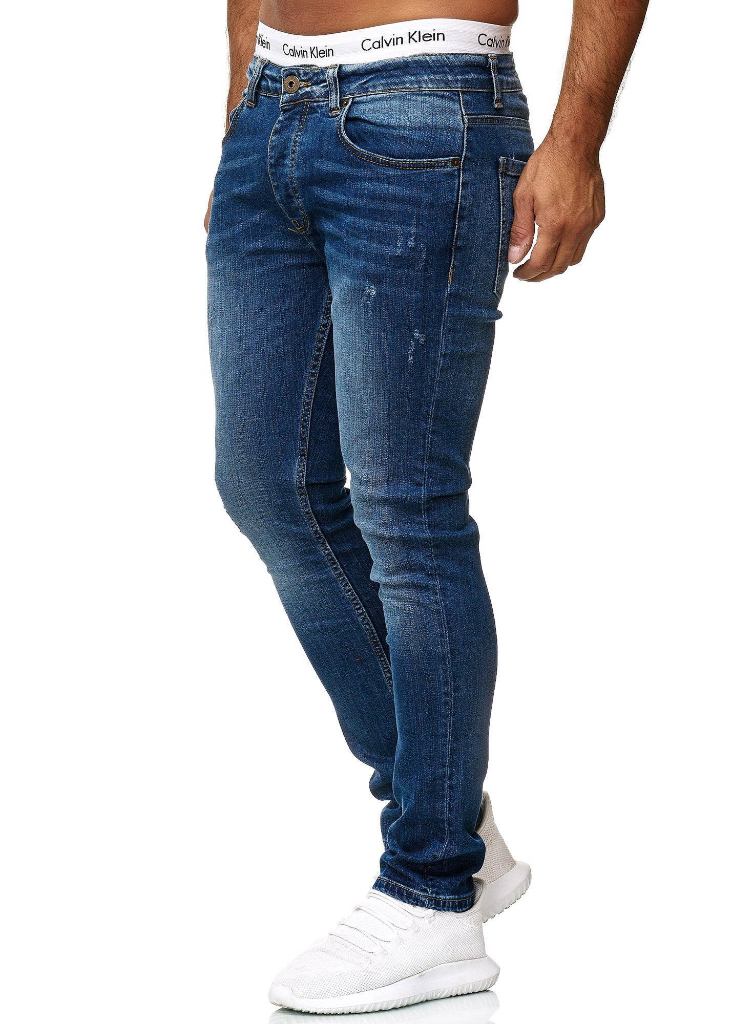 600JS 1-tlg) (Jeanshose Classic Bootcut, Straight-Jeans Used Blue Business 602 Casual Designerjeans OneRedox Freizeit